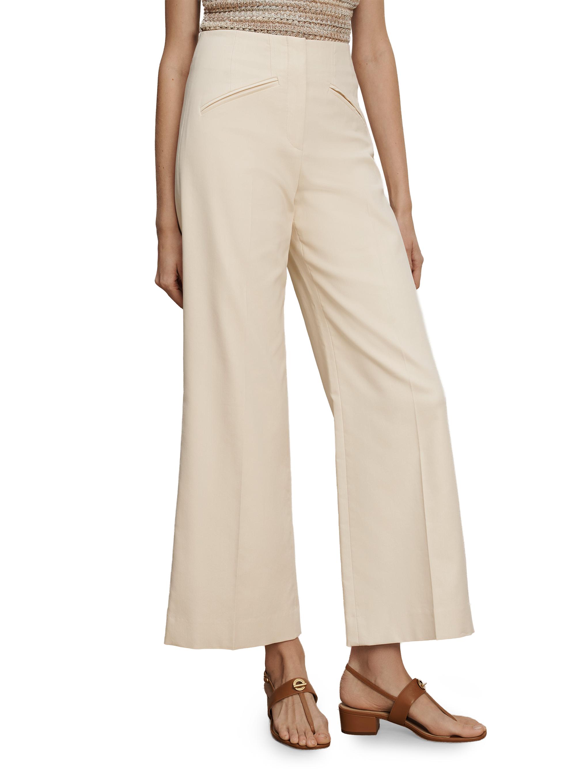Veronica Beard Women's Cassidee Cotton-Blend Wide-Leg Pants - Ecru | Thumbnail 4
