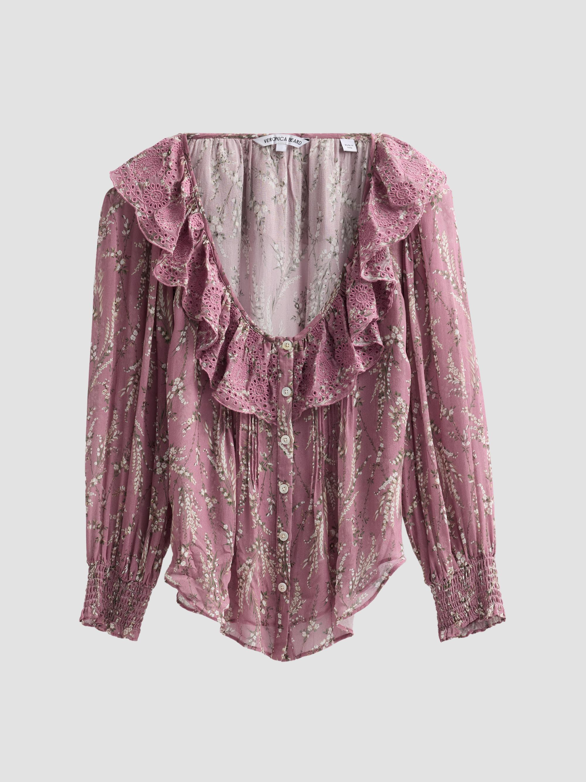 Veronica Beard Women's Maxime Print Ruffled Blouse - Orchid Haze Multi | Thumbnail 6