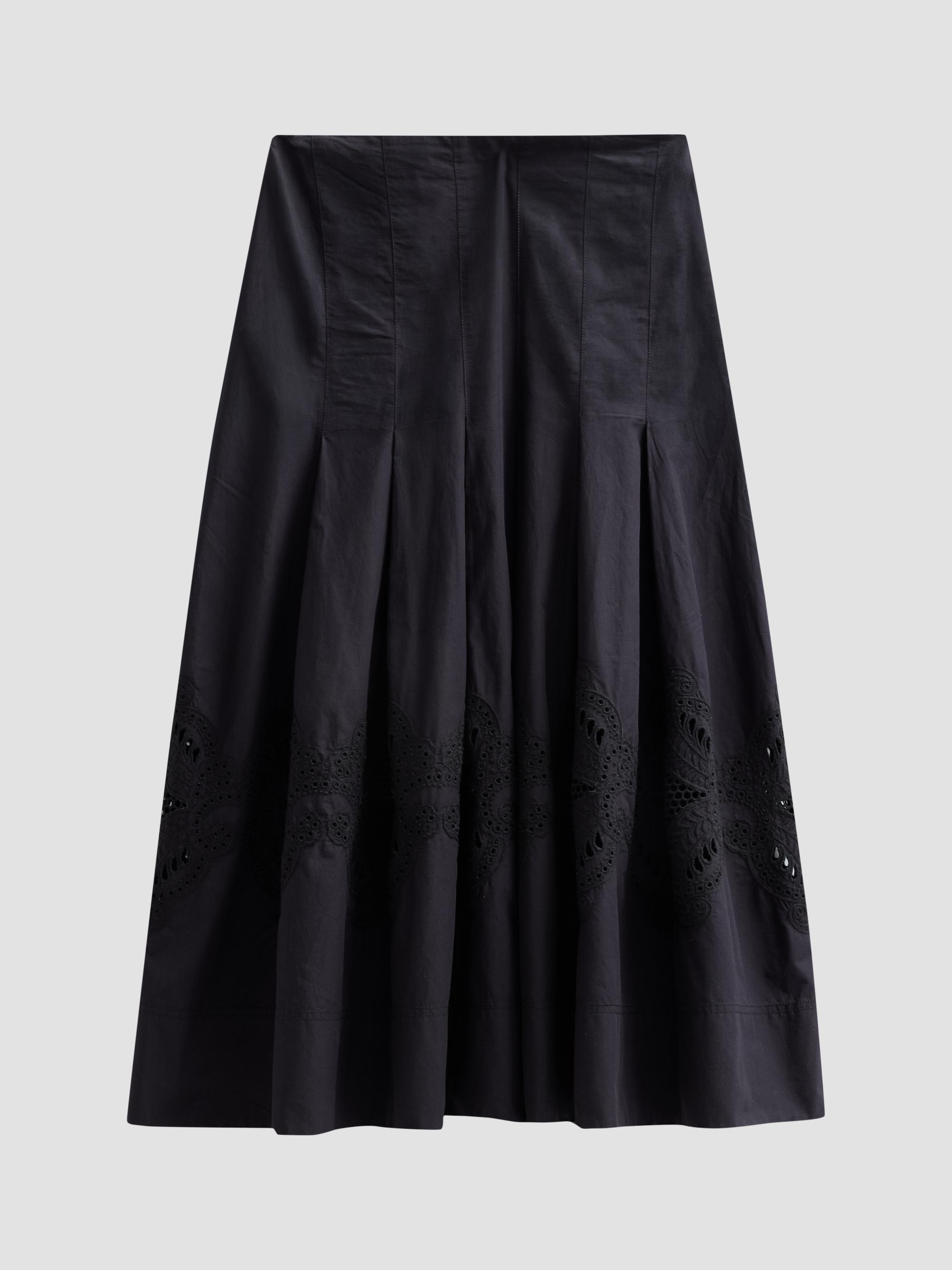 Veronica Beard Women's Fynnley Cotton Pleated Midi Skirt - Black