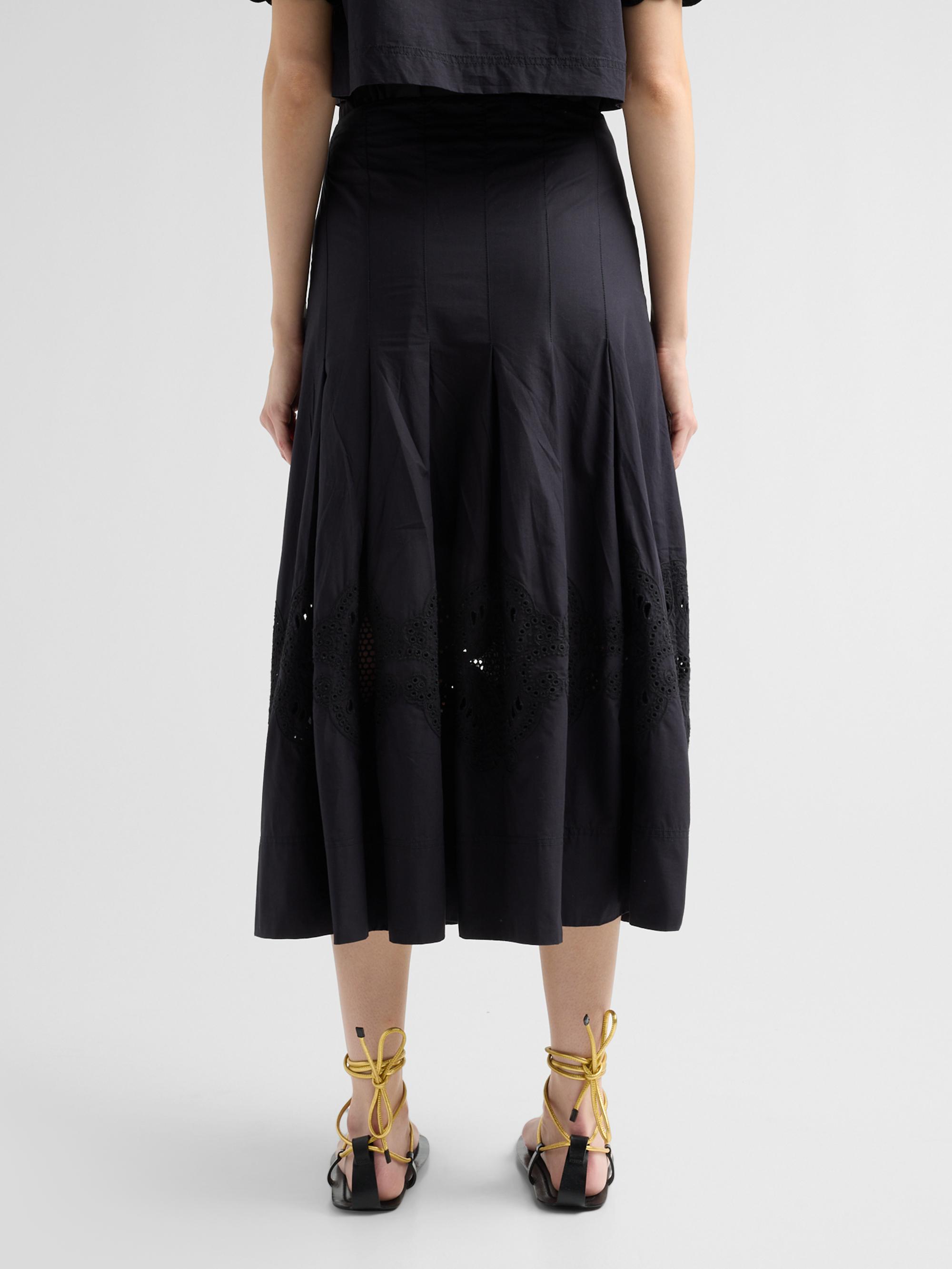 Veronica Beard Women's Fynnley Cotton Pleated Midi Skirt - Black | Thumbnail 3