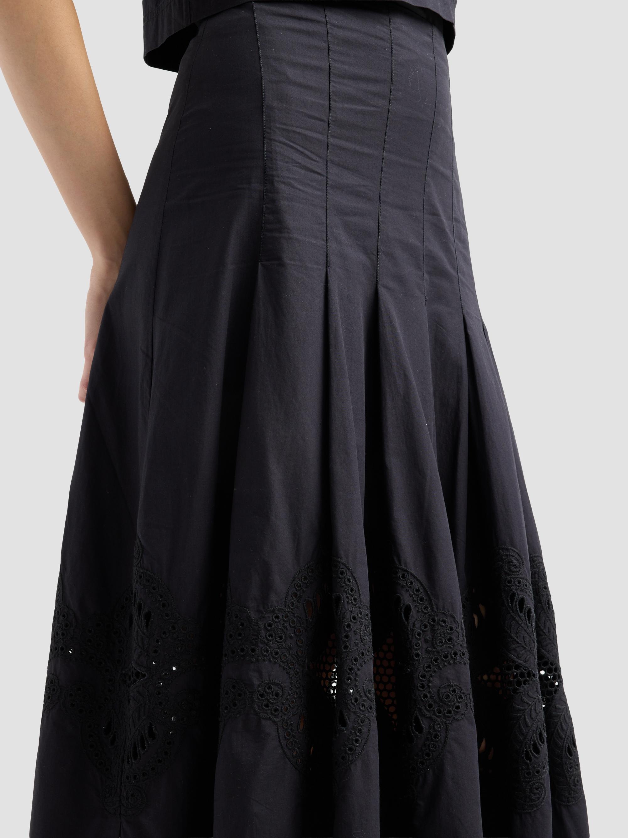 Veronica Beard Women's Fynnley Cotton Pleated Midi Skirt - Black | Thumbnail 5