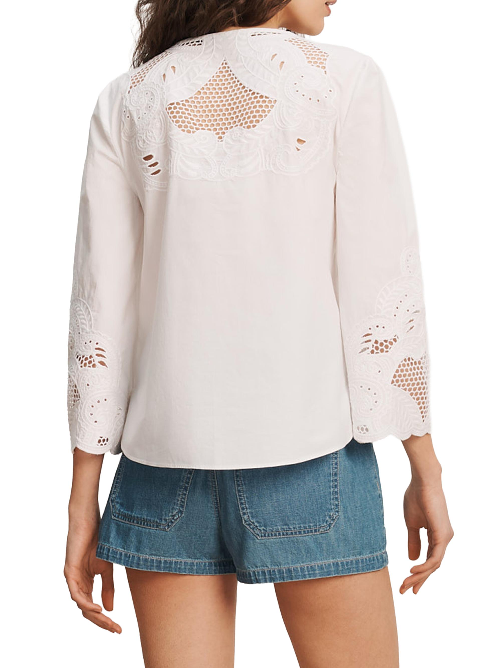Veronica Beard Women's Suniva Eyelet Cotton Top - White | Thumbnail 4