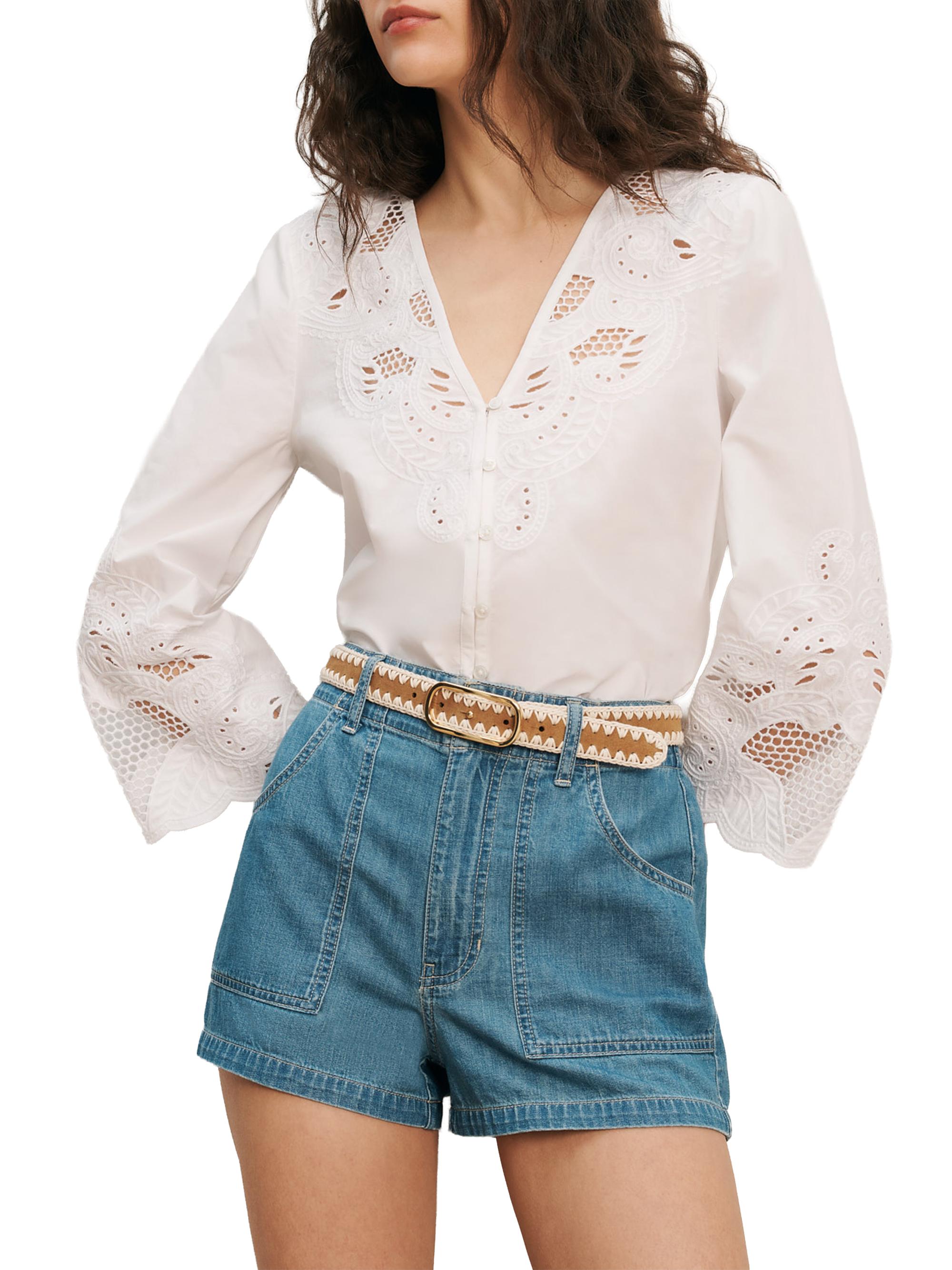 Veronica Beard Women's Suniva Eyelet Cotton Top - White | Thumbnail 5