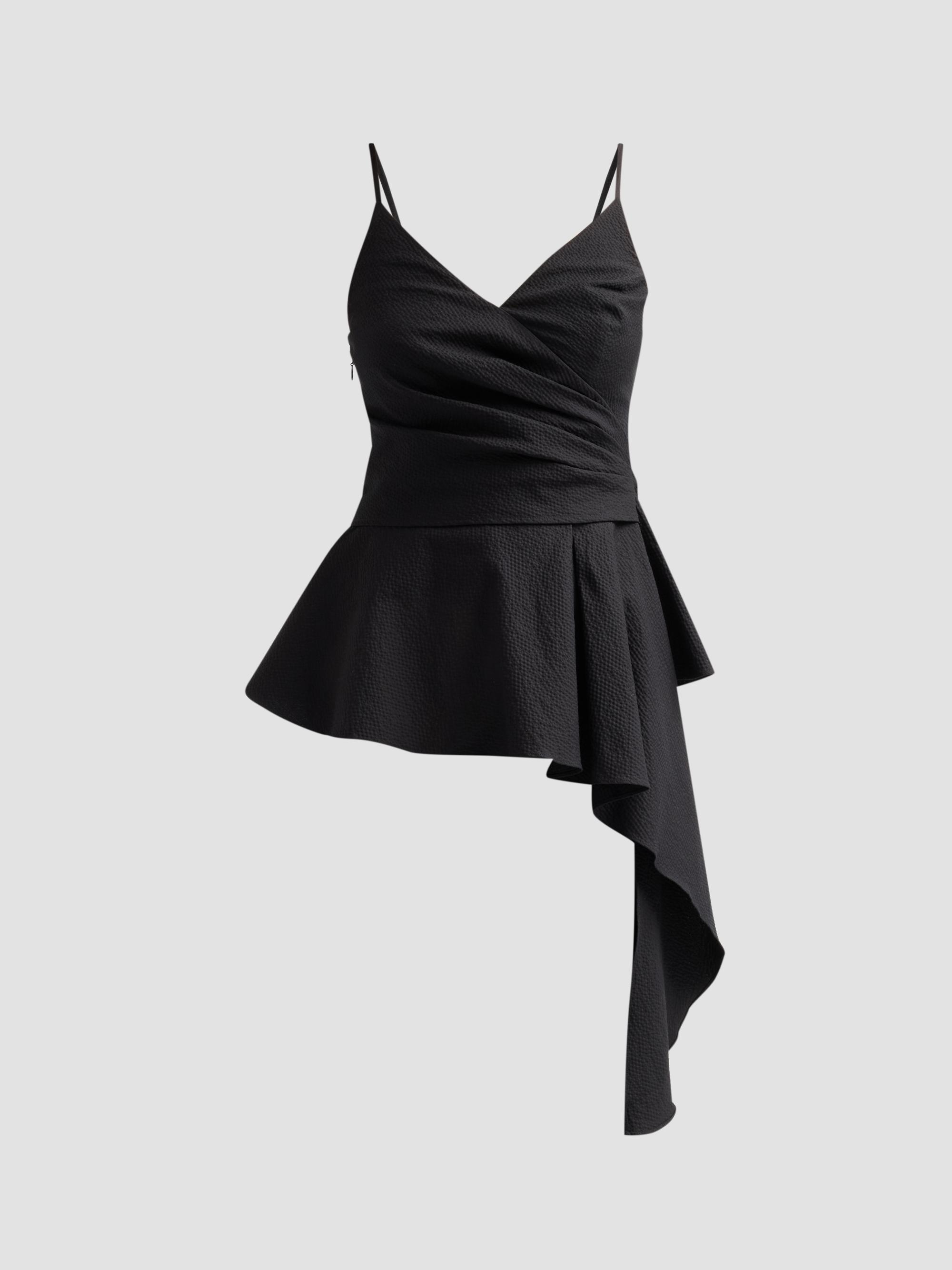 Veronica Beard Women's Solange Textured Draped Top - Black | Thumbnail 6