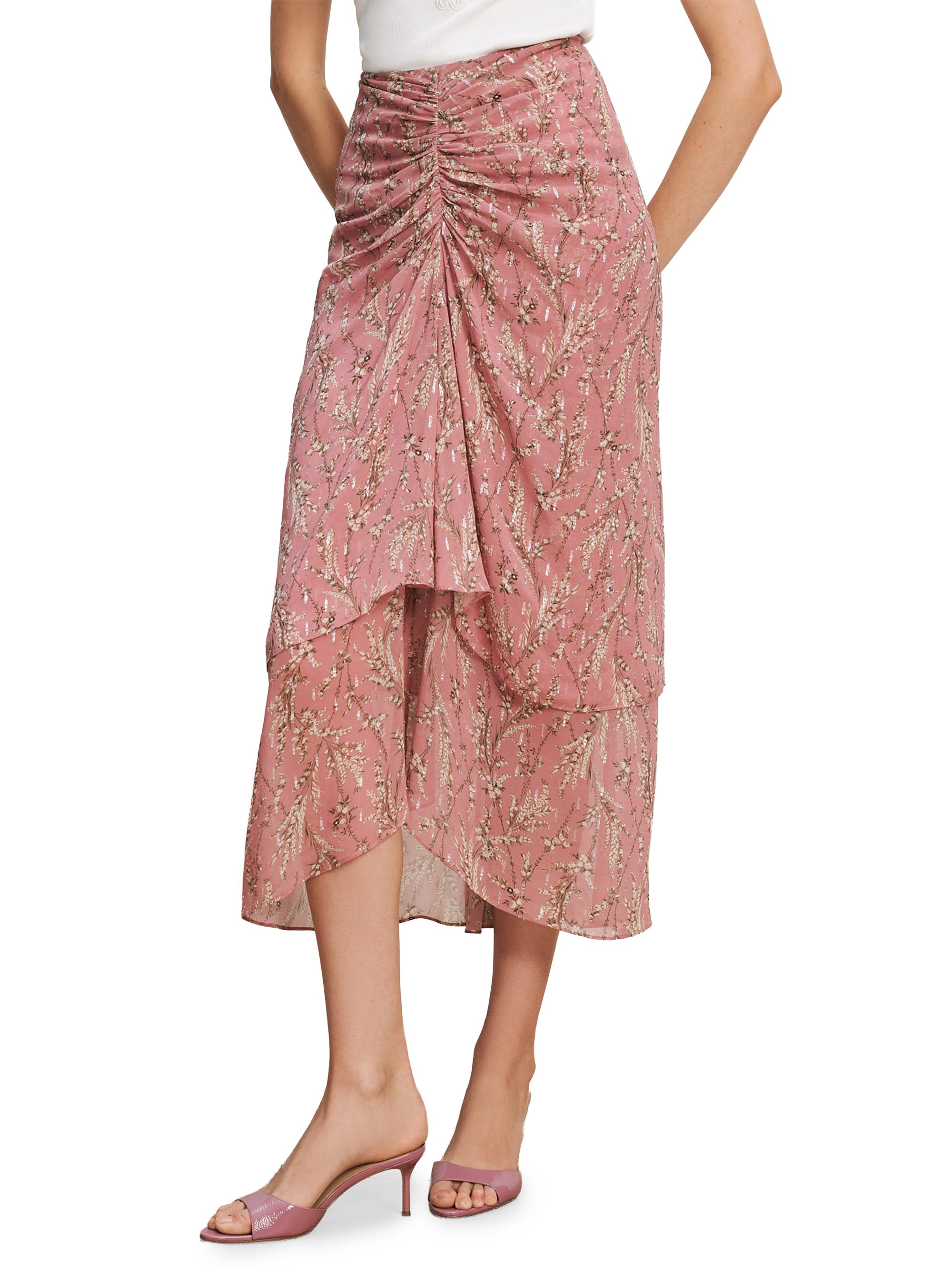 Veronica Beard Women's Sira Floral Ruched Midi Skirt - Orchid Haze Multi | Thumbnail 3