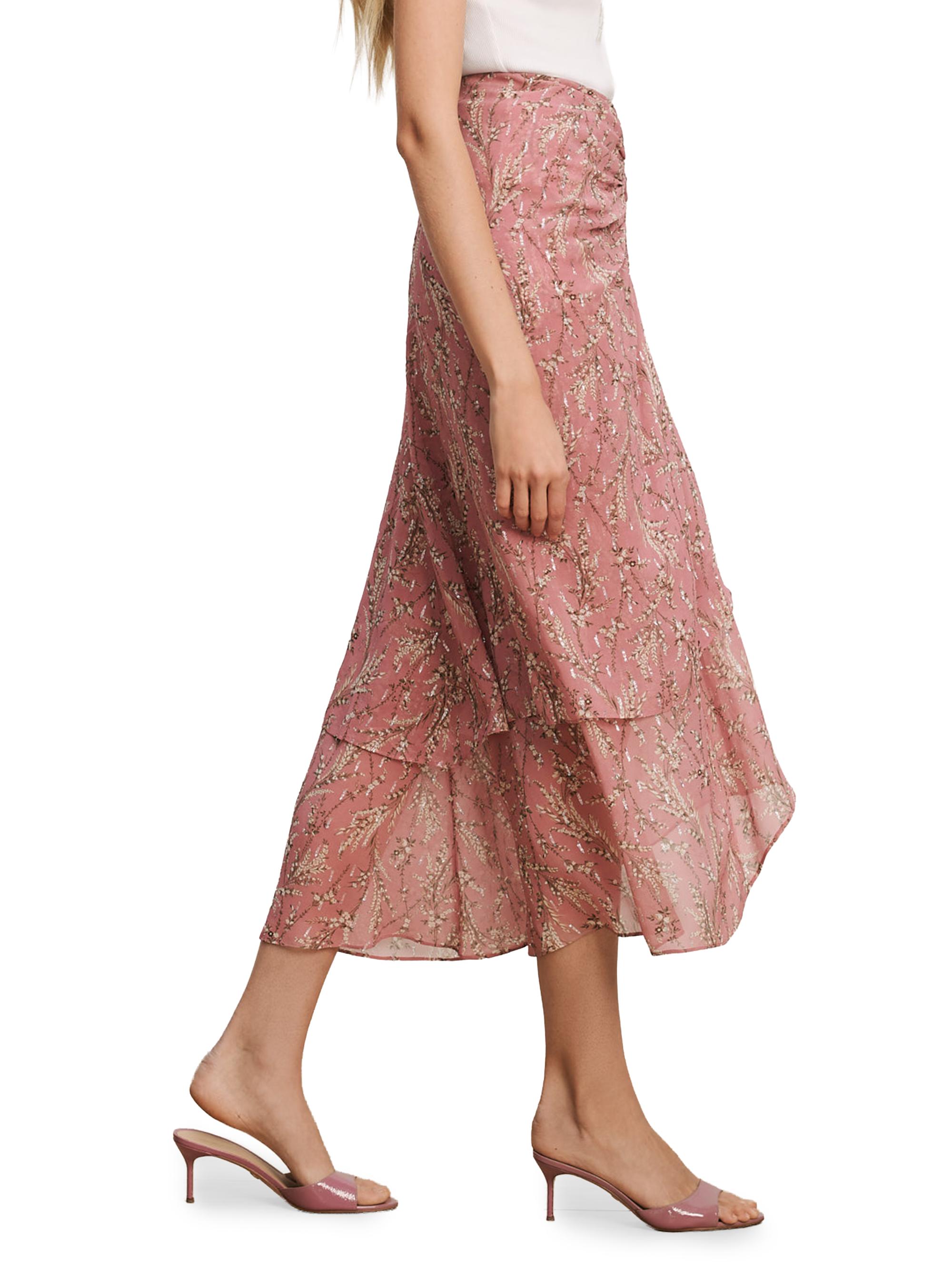 Veronica Beard Women's Sira Floral Ruched Midi Skirt - Orchid Haze Multi | Thumbnail 4