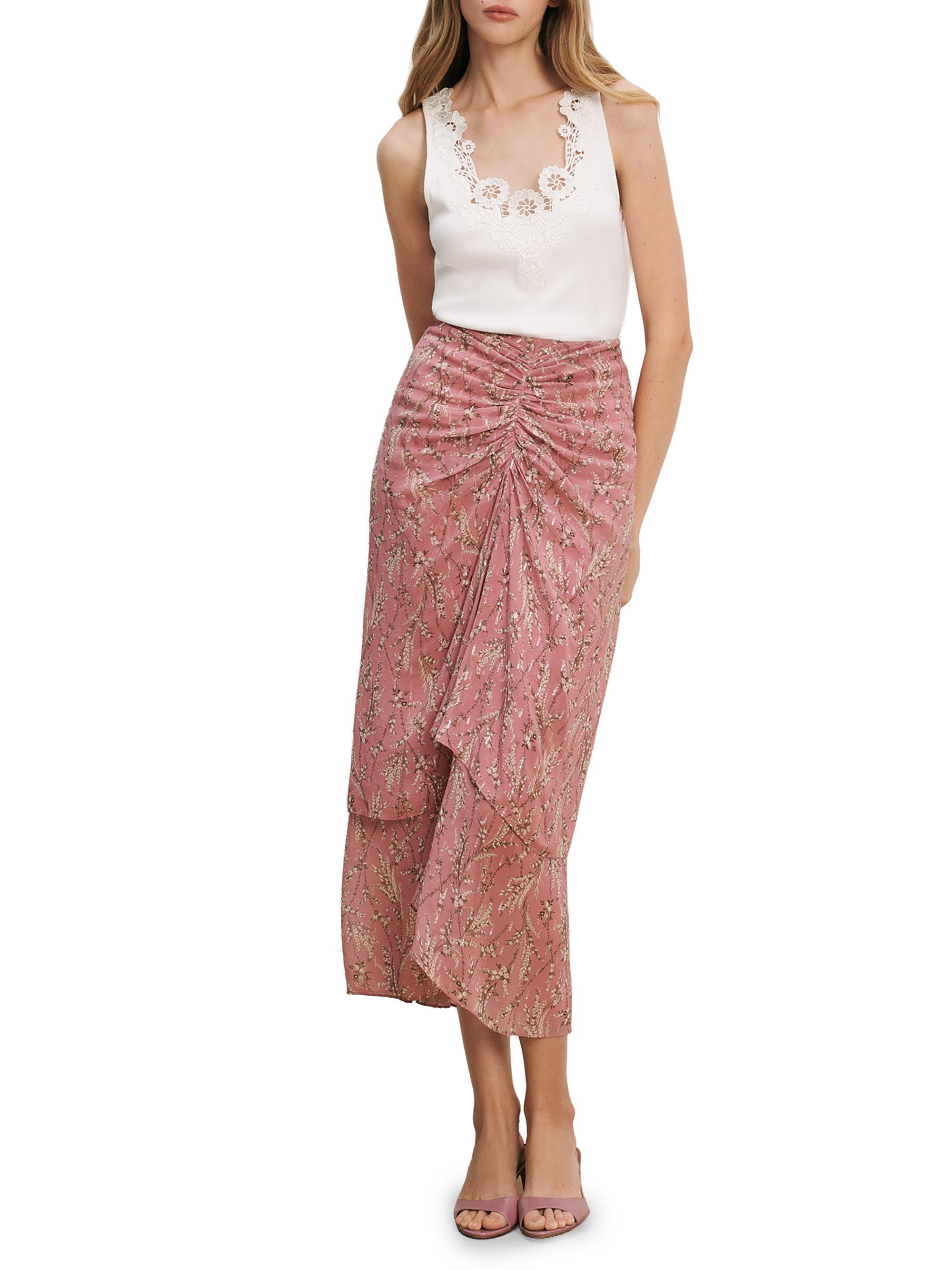 Veronica Beard Women's Sira Floral Ruched Midi Skirt - Orchid Haze Multi | Thumbnail 2