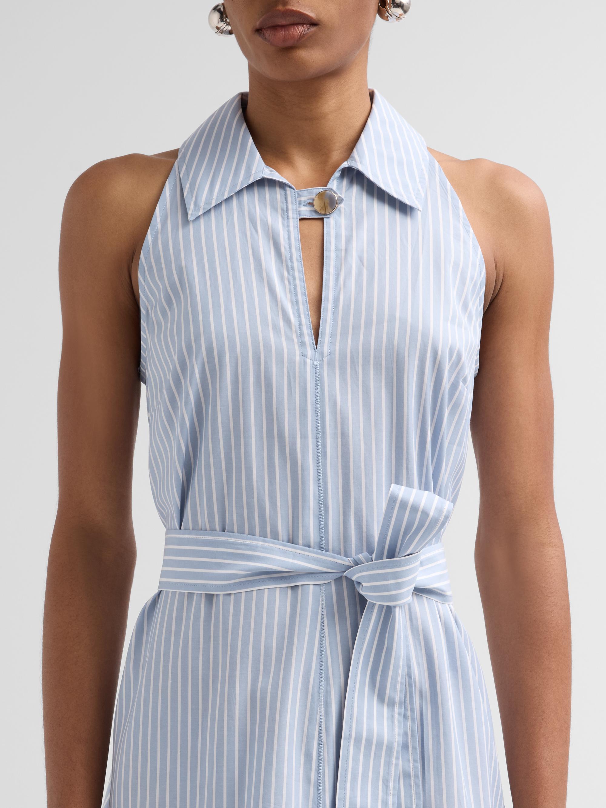 Veronica Beard Women's Florenz Striped Tie-Waist Mini Dress - Pale Blue River White | Thumbnail 5