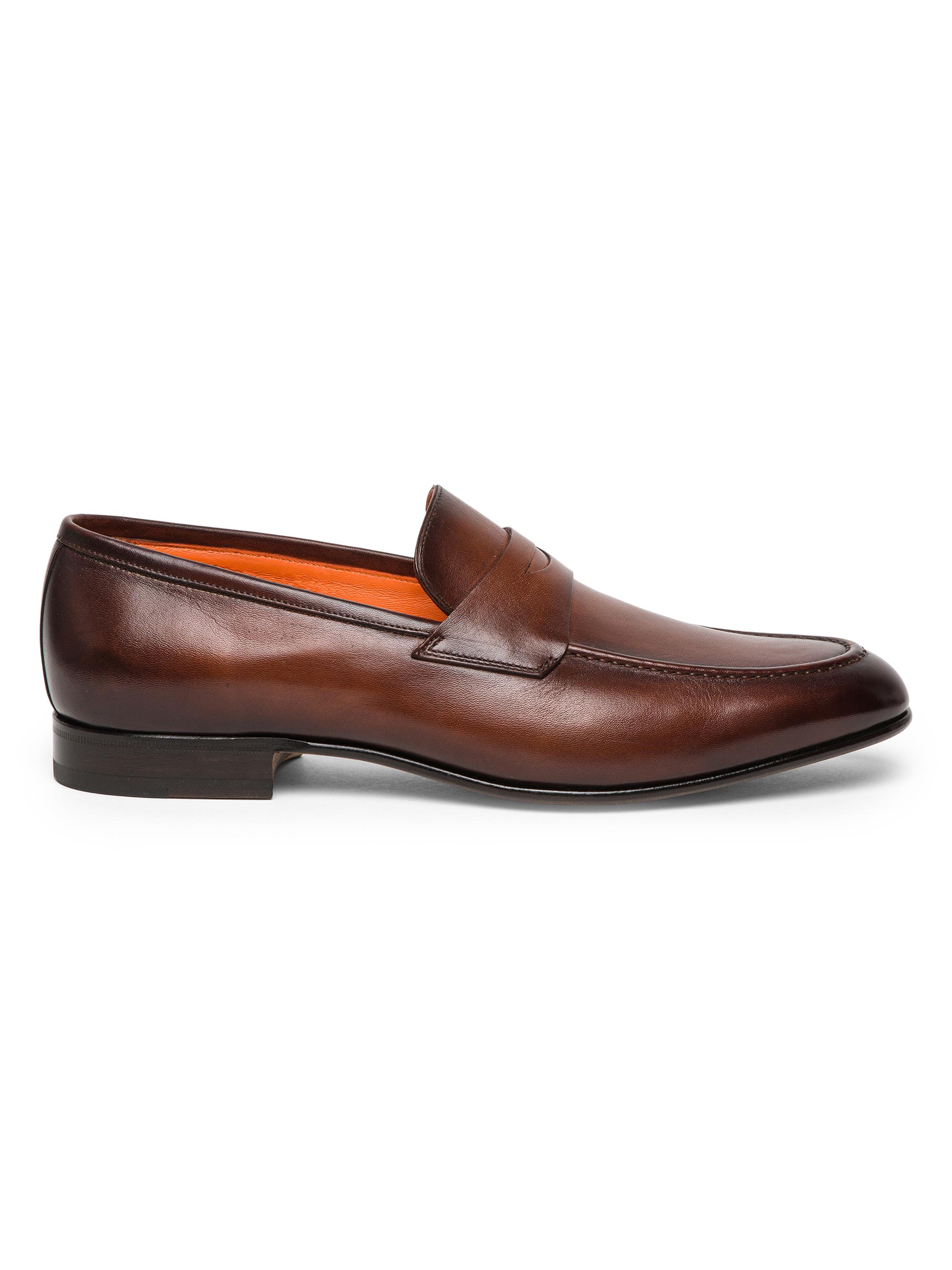 Santoni Men's Leather Penny Loafers - Brown