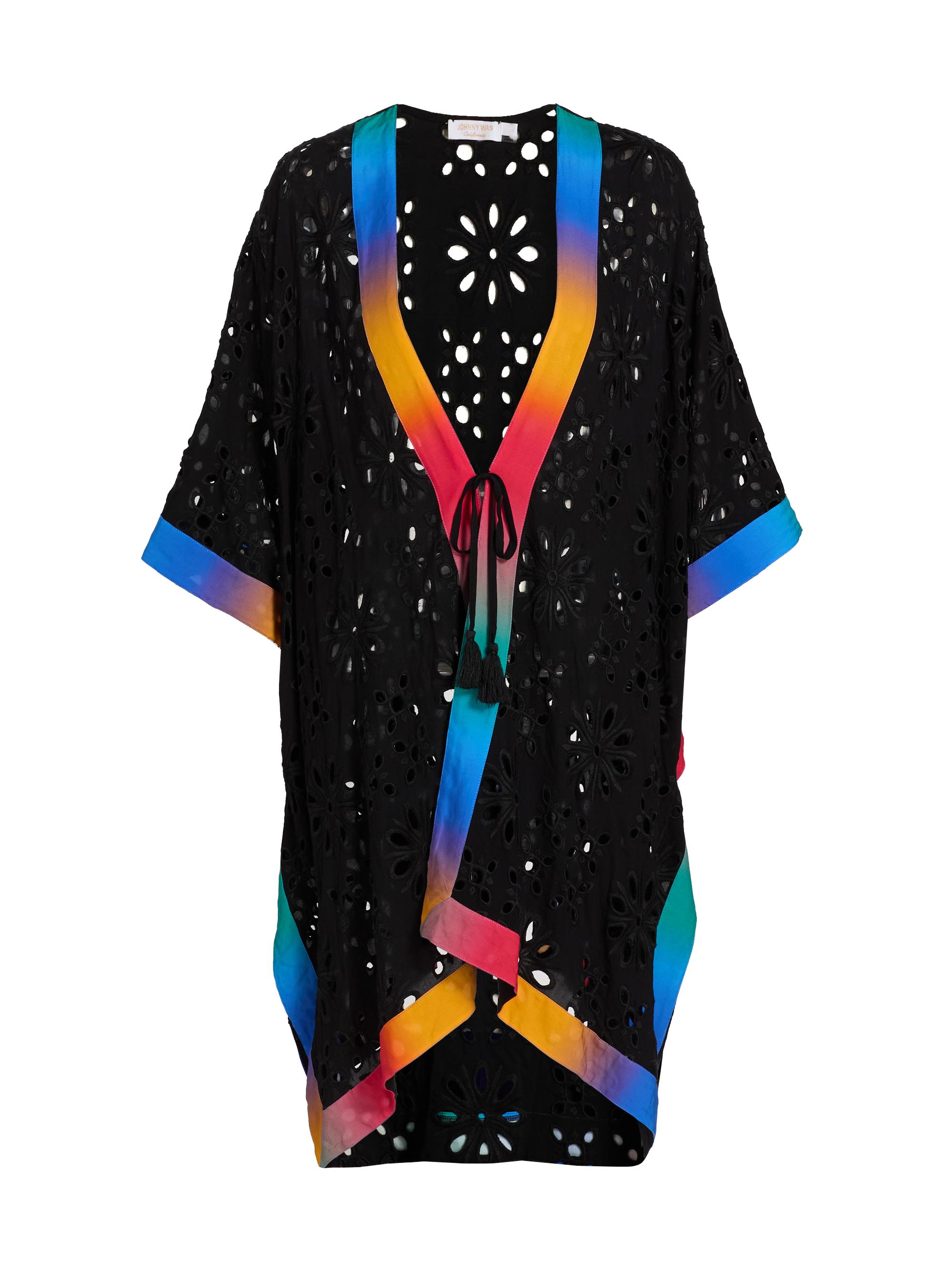 Johnny Was Women's Campsis Eyelet Short Kimono Dress - Campsis
