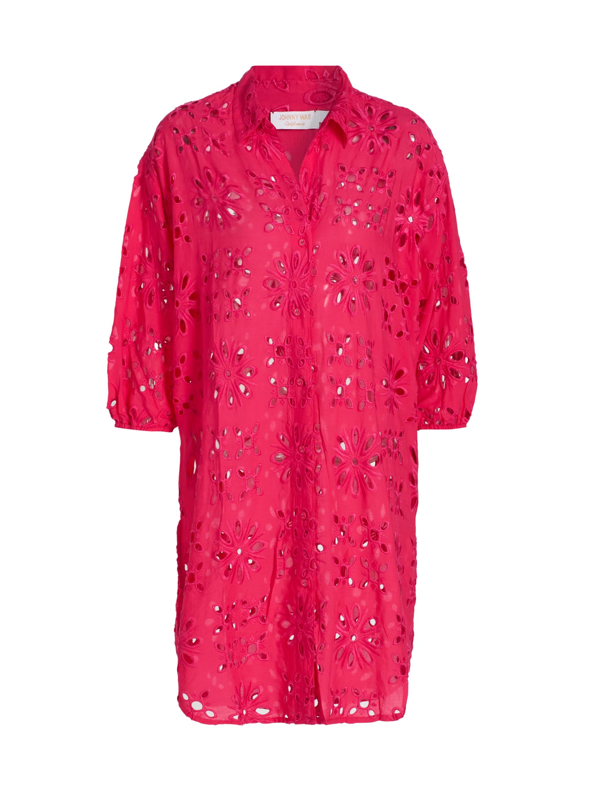 Johnny Was Women's Eyelet Button-Front Shirtdress - Raspberry - Women's Clothing