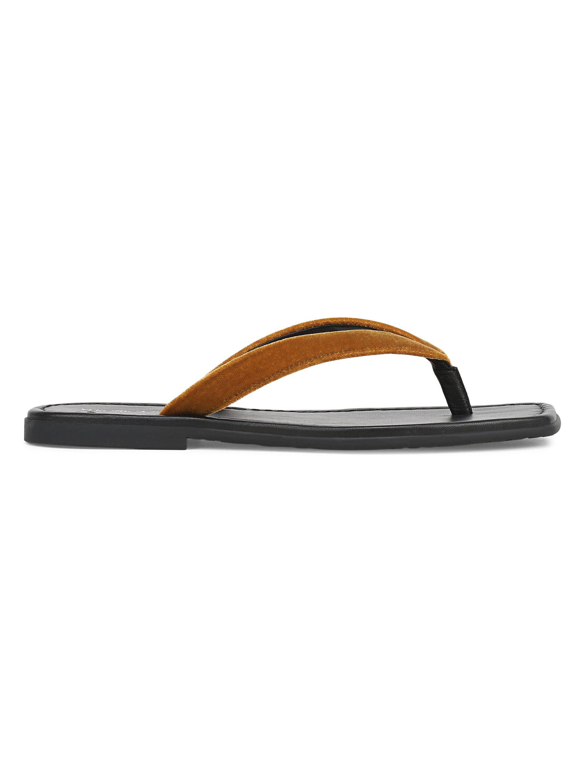 Veronica Beard Women's Clea Velvet Thong Sandals - Mustard Yellow