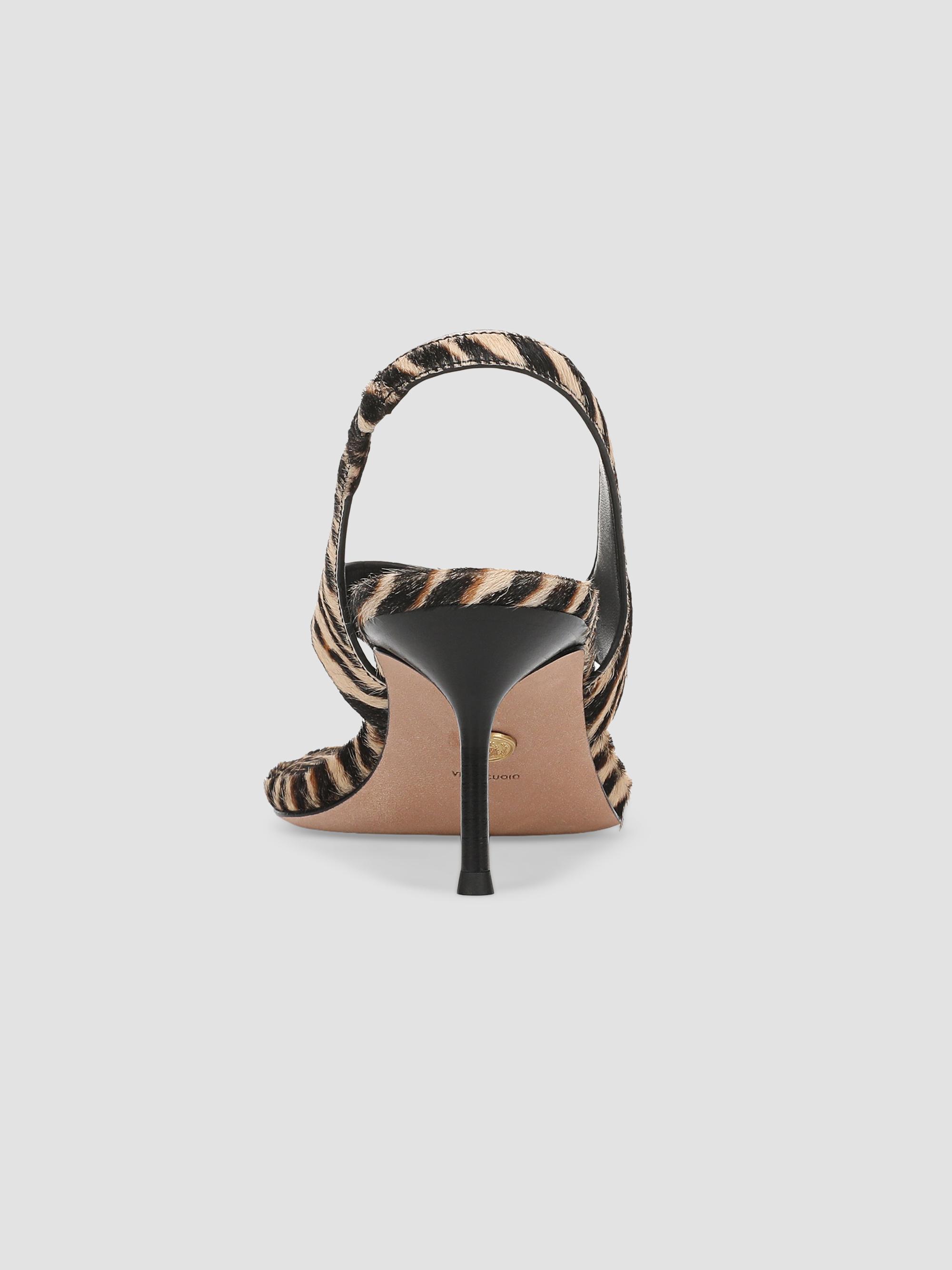 Veronica Beard Talon-2 65MM Zebra-Print Calf Hair Slingback