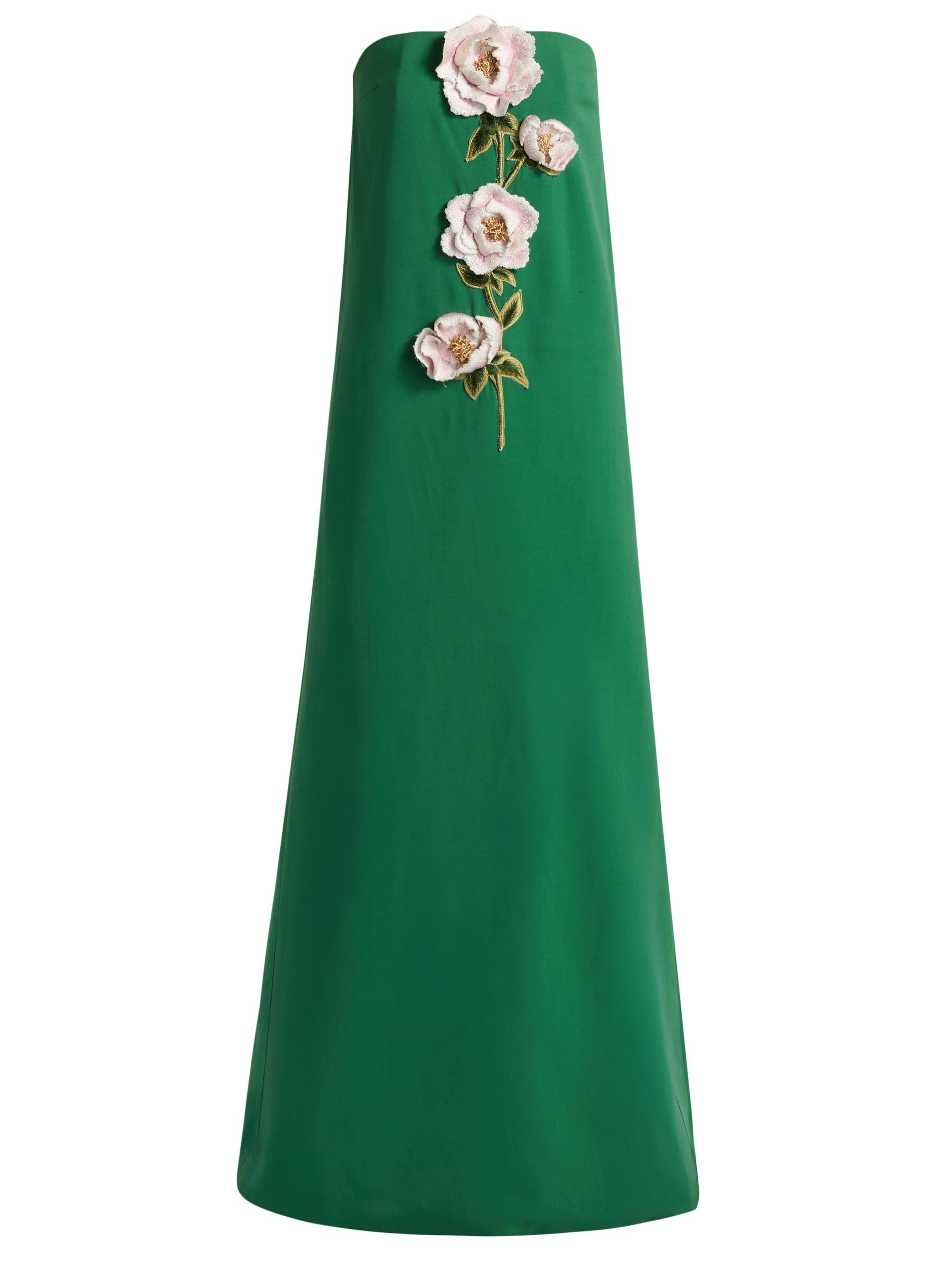 Lela Rose Women's 3D Peony-Embroidered Faille Gown - Fern Pink
