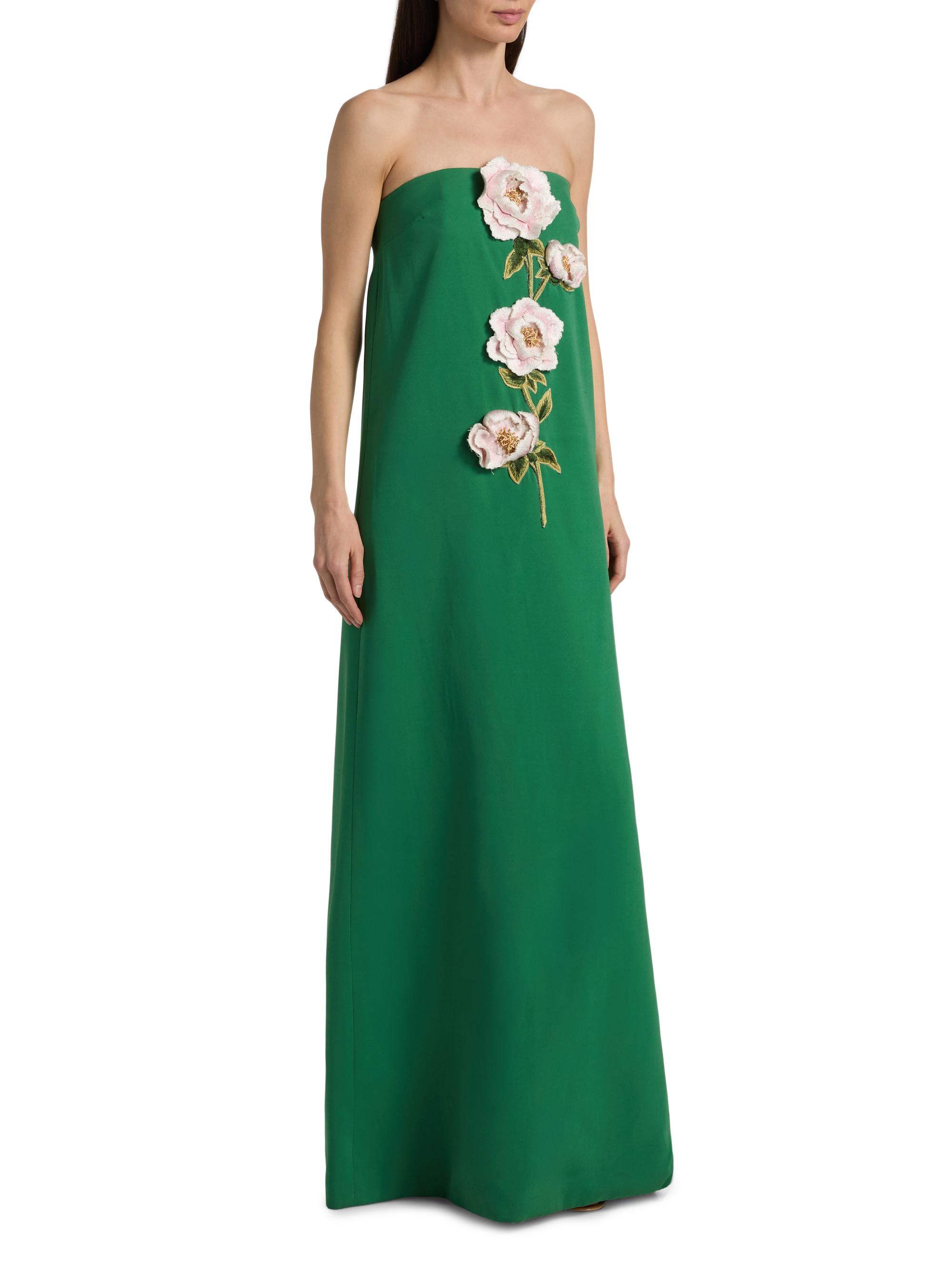 Lela Rose Women's 3D Peony-Embroidered Faille Gown - Fern Pink | Thumbnail 4