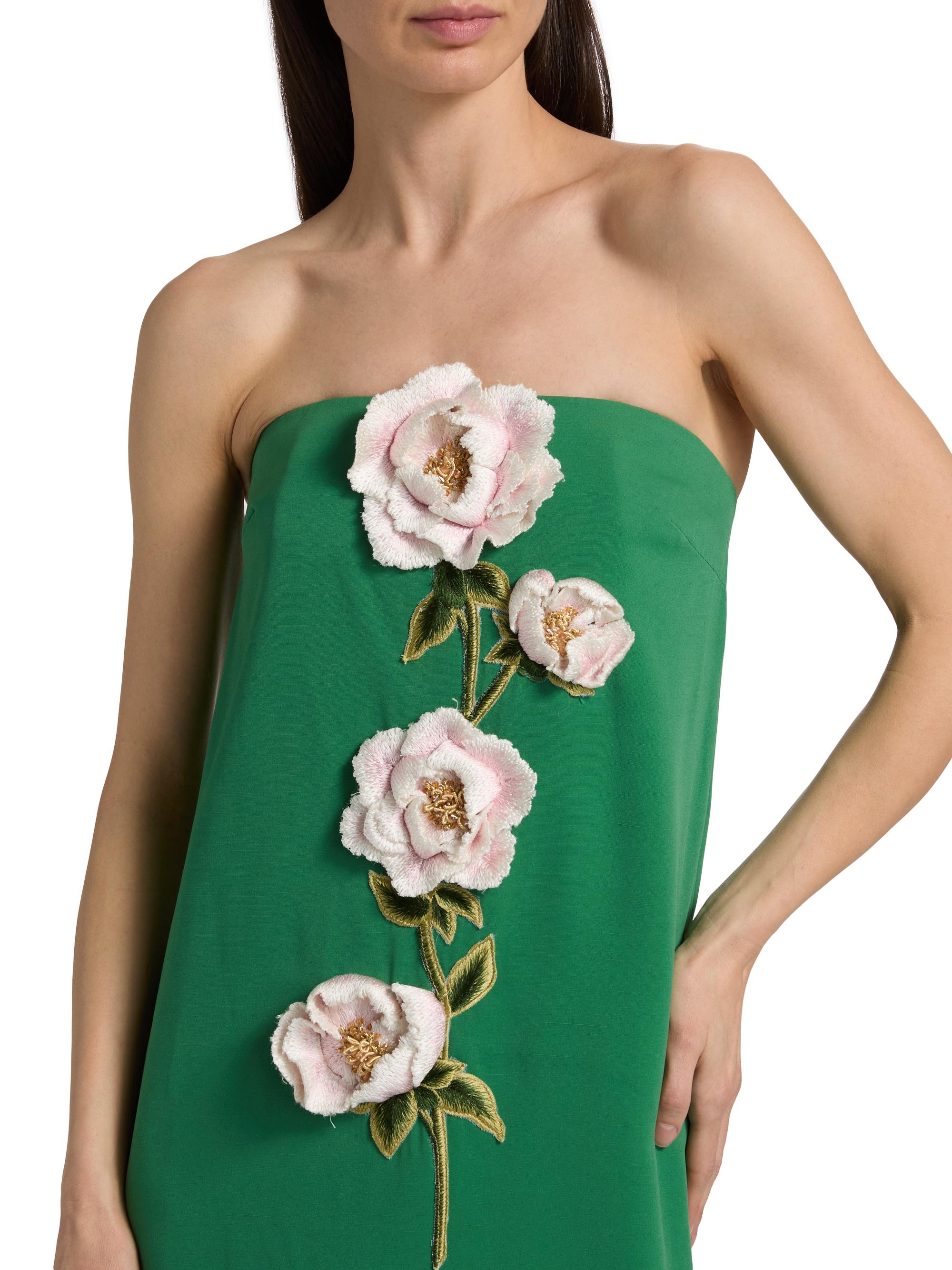 Lela Rose Women's 3D Peony-Embroidered Faille Gown - Fern Pink | Thumbnail 6