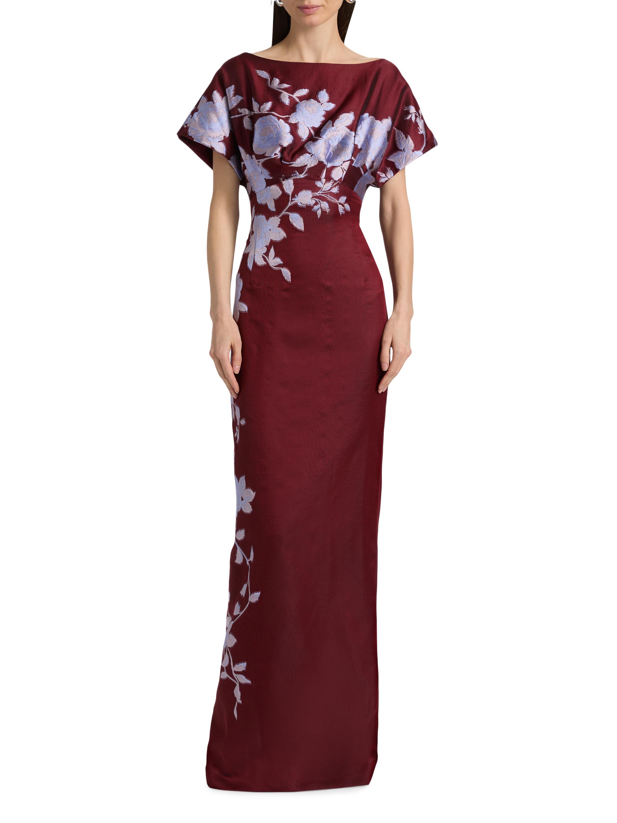 Lela Rose Women's Rose Fil Coupé Column Gown - Oxblood Lavender | Thumbnail 3