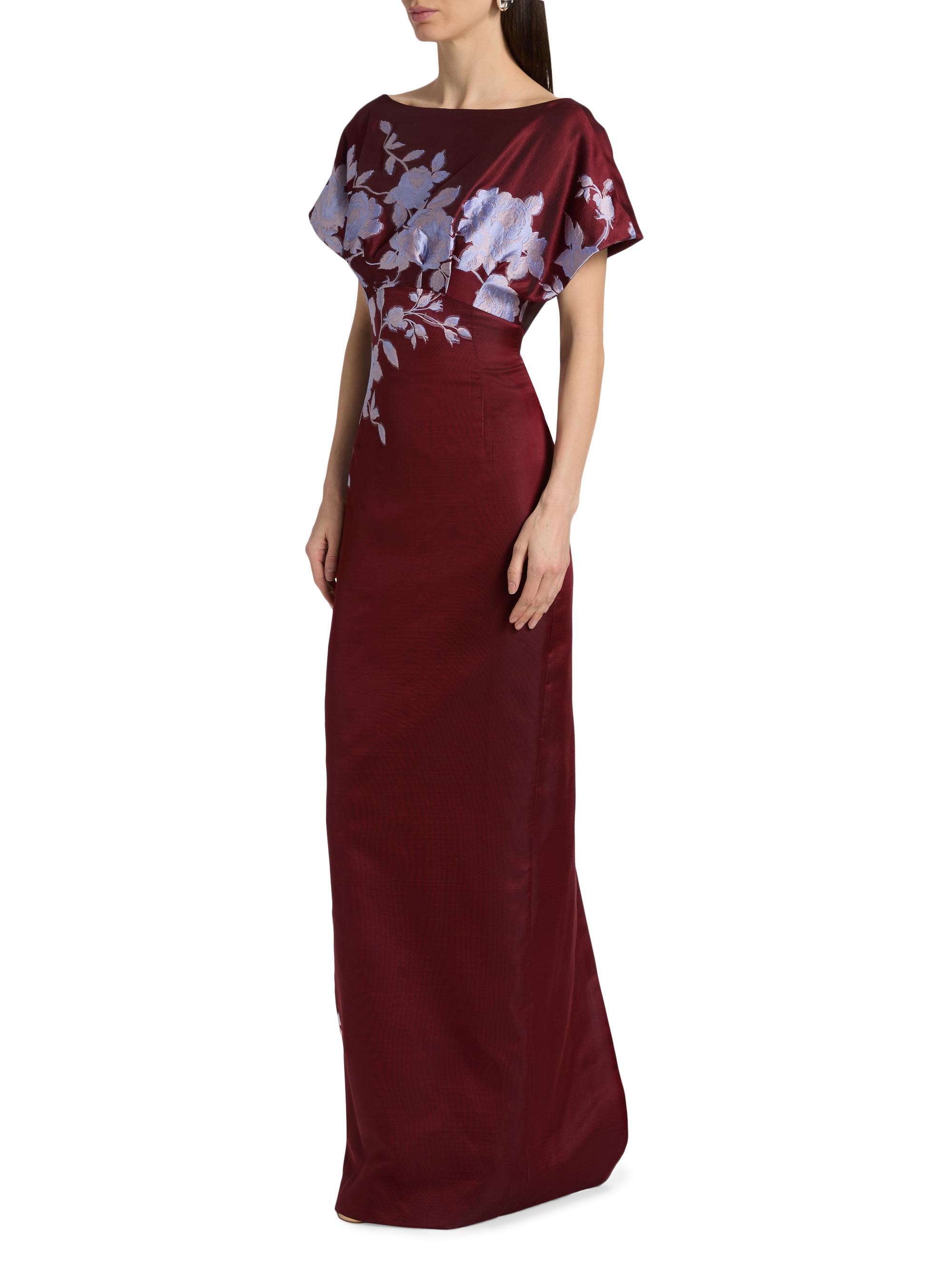 Lela Rose Women's Rose Fil Coupé Column Gown - Oxblood Lavender | Thumbnail 4
