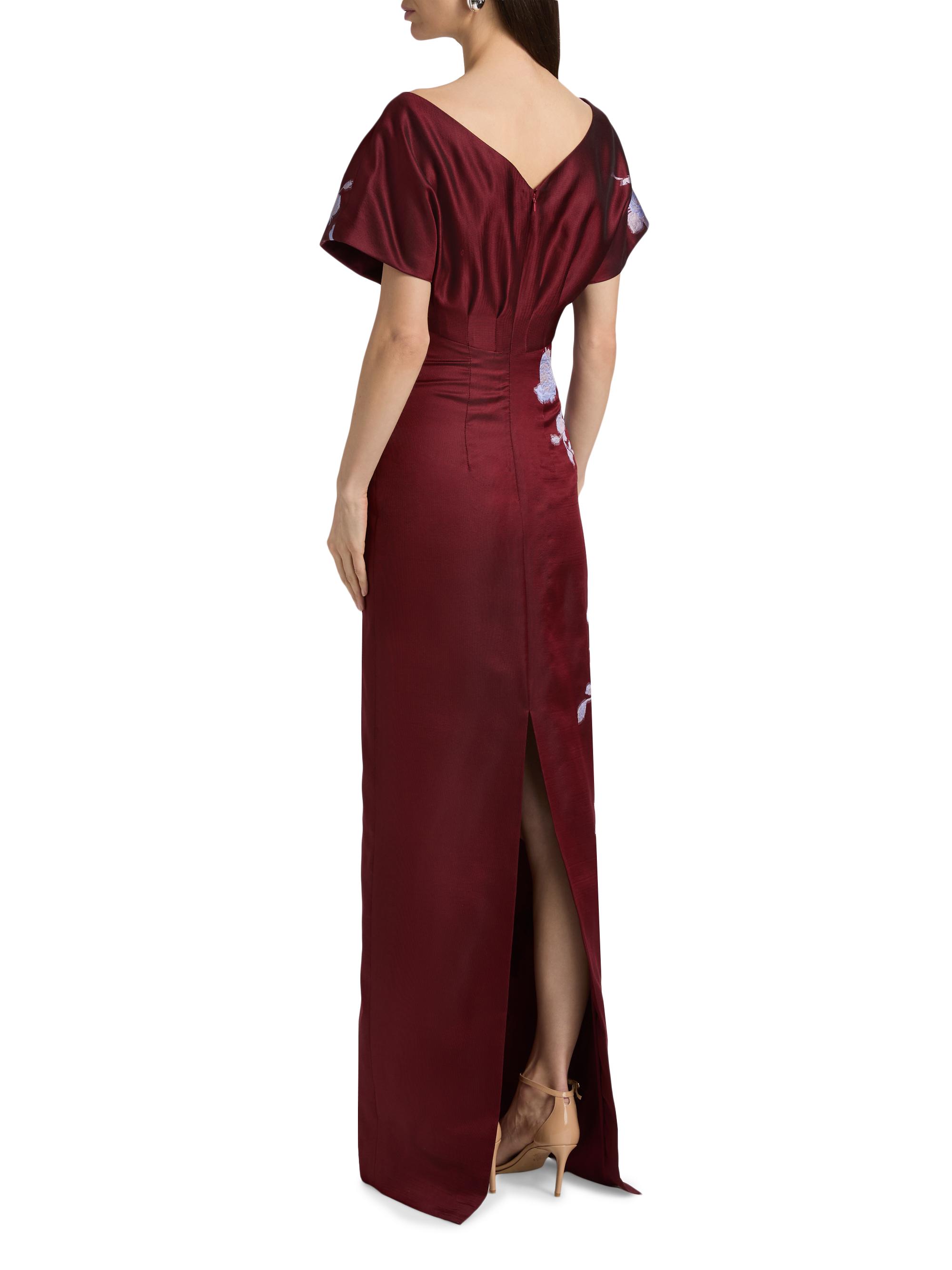 Lela Rose Women's Rose Fil Coupé Column Gown - Oxblood Lavender | Thumbnail 5