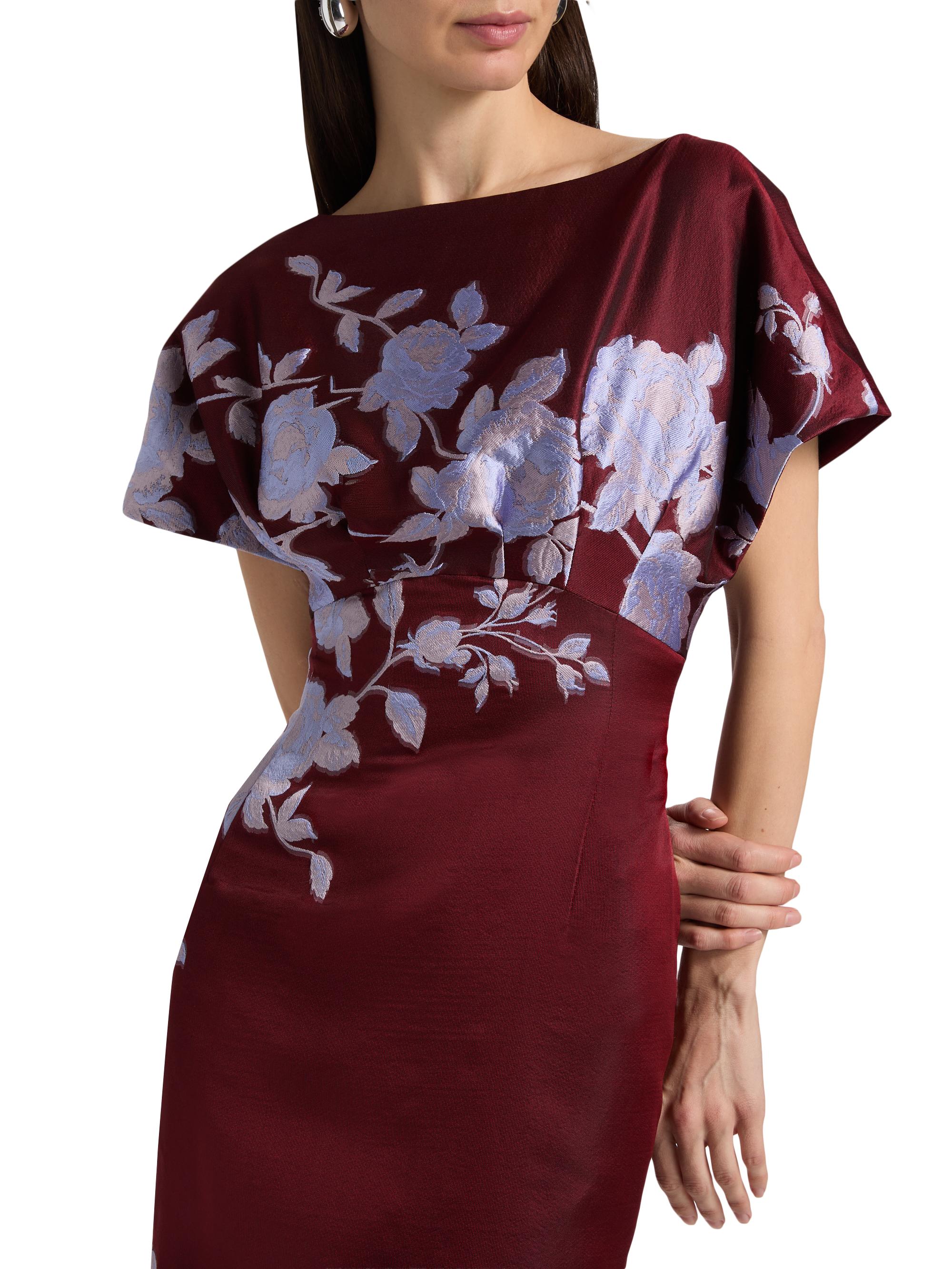 Lela Rose Women's Rose Fil Coupé Column Gown - Oxblood Lavender | Thumbnail 6
