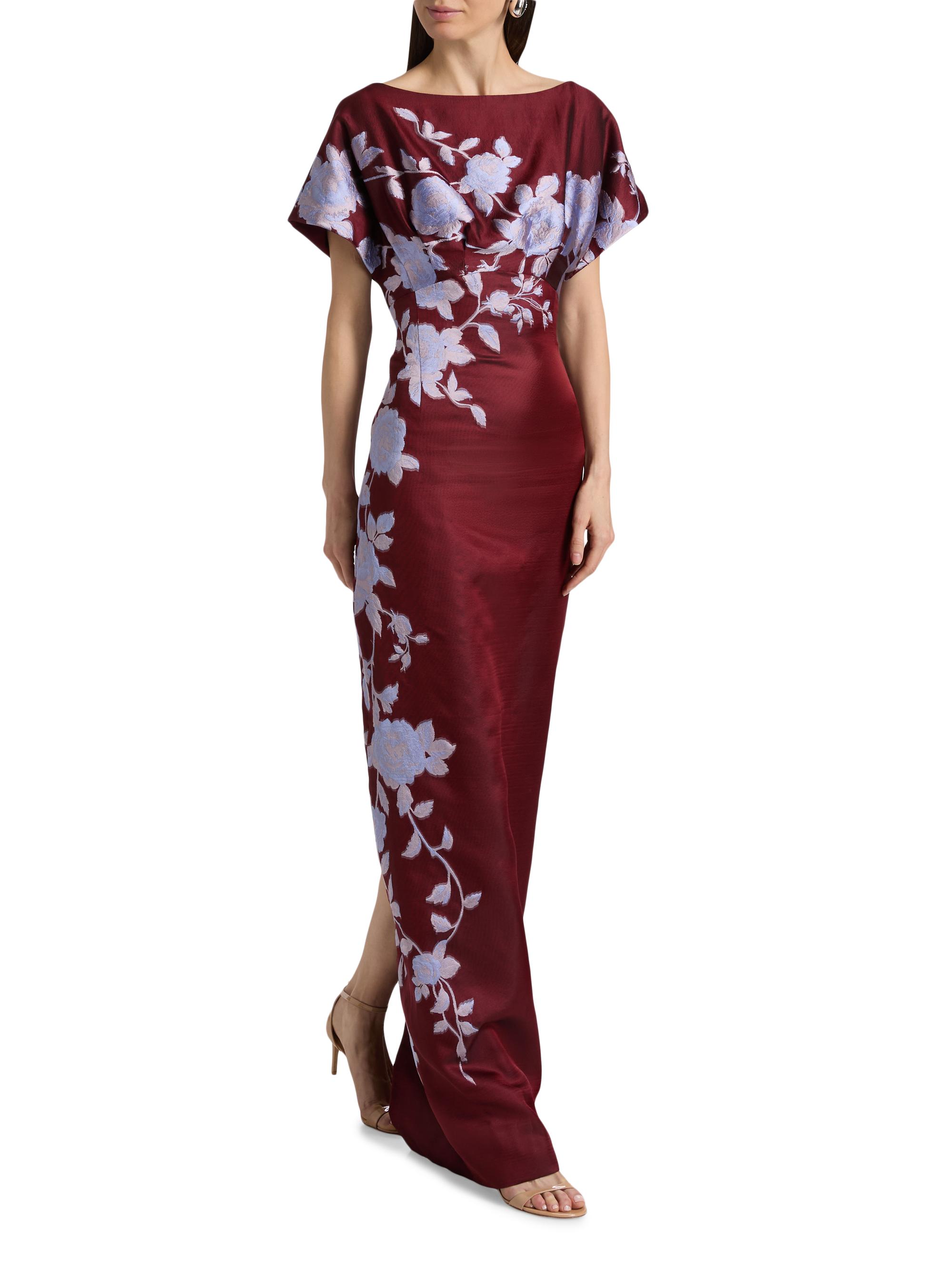 Lela Rose Women's Rose Fil Coupé Column Gown - Oxblood Lavender | Thumbnail 2
