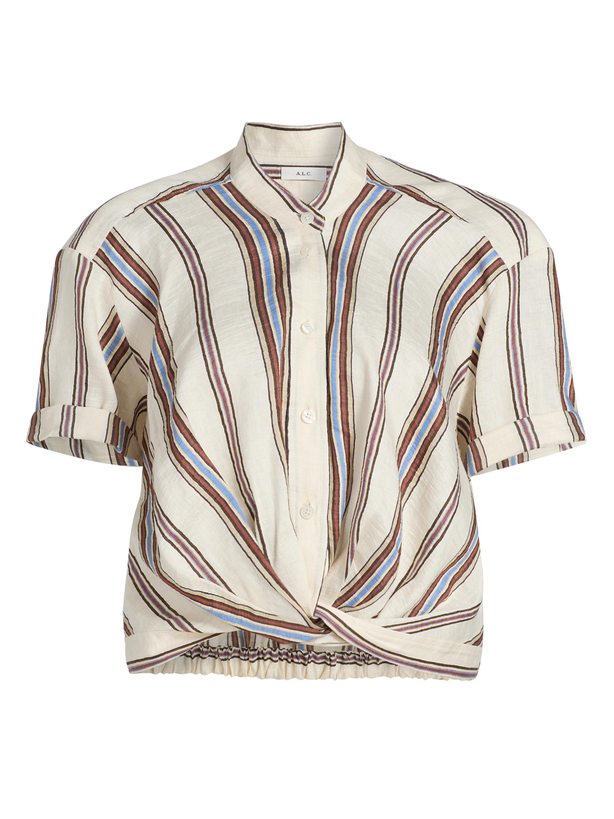 A.L.C. Leonore Linen-Blend Striped Top | Saks Fifth Avenue