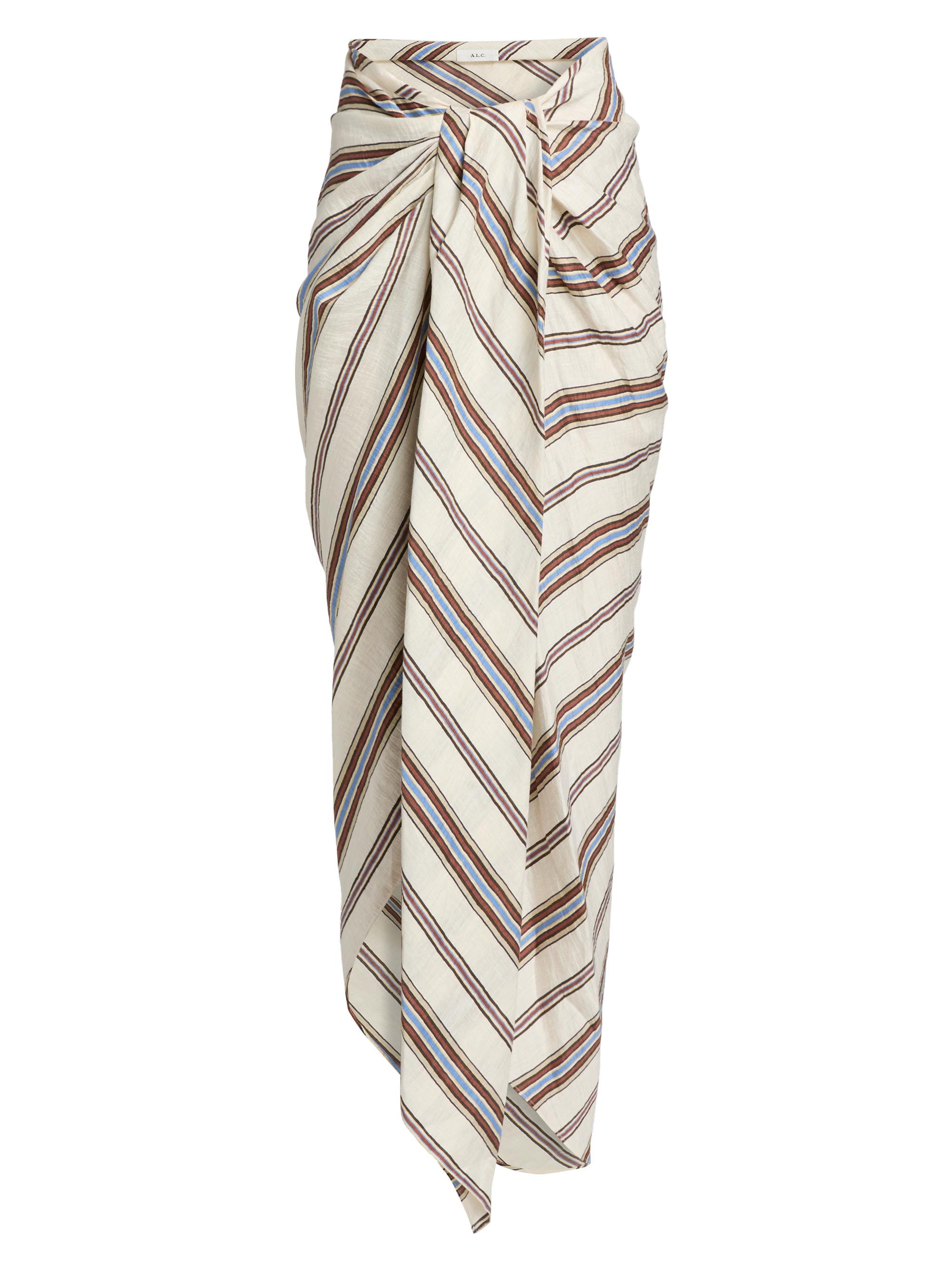 A.L.C. Women's Rhodes Striped Linen-Blend Midi-Skirt - Panna Multi