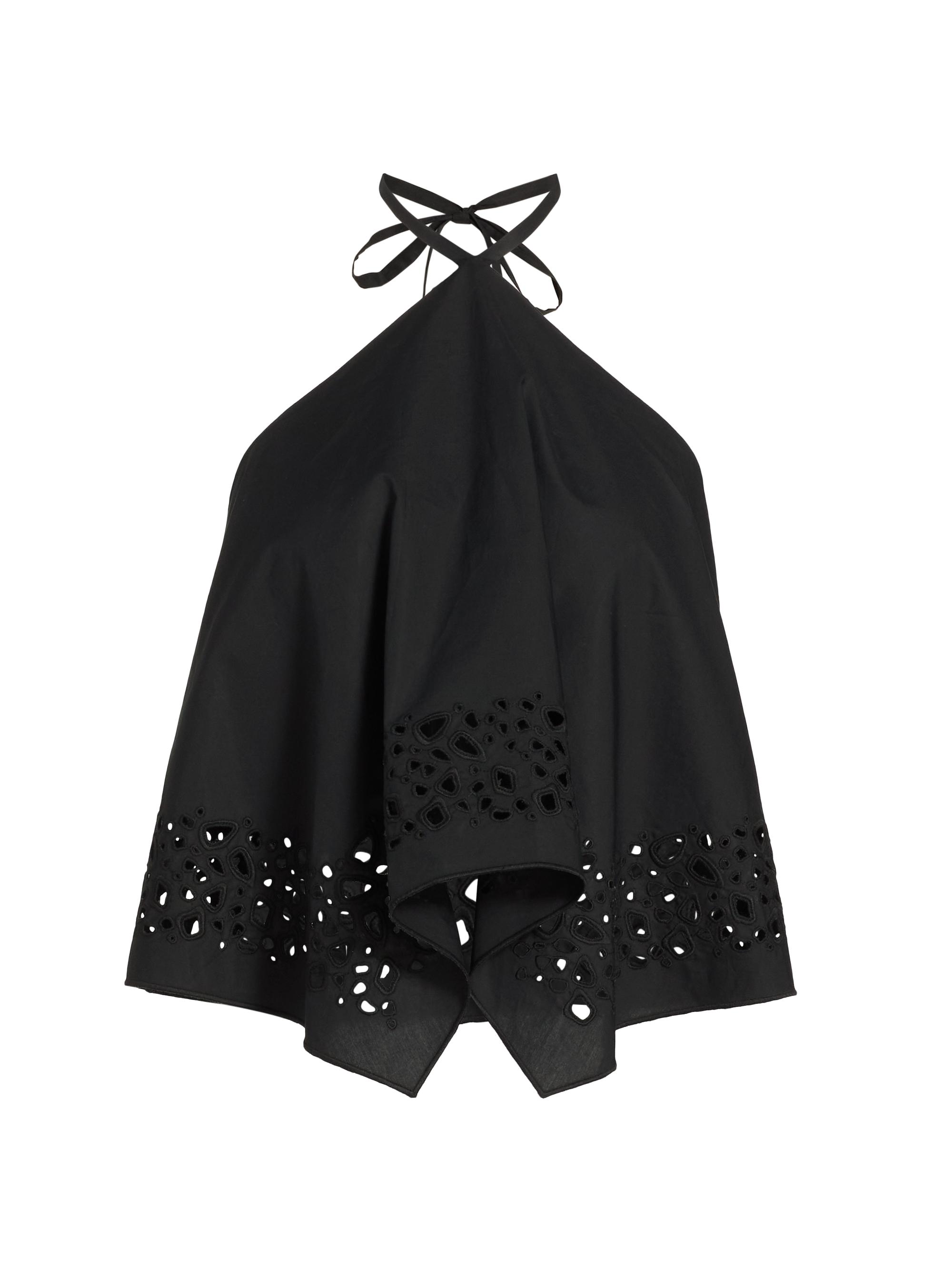 A.L.C. Women's Aleia Eyelet-Trimmed Cotton Halterneck Top - Black