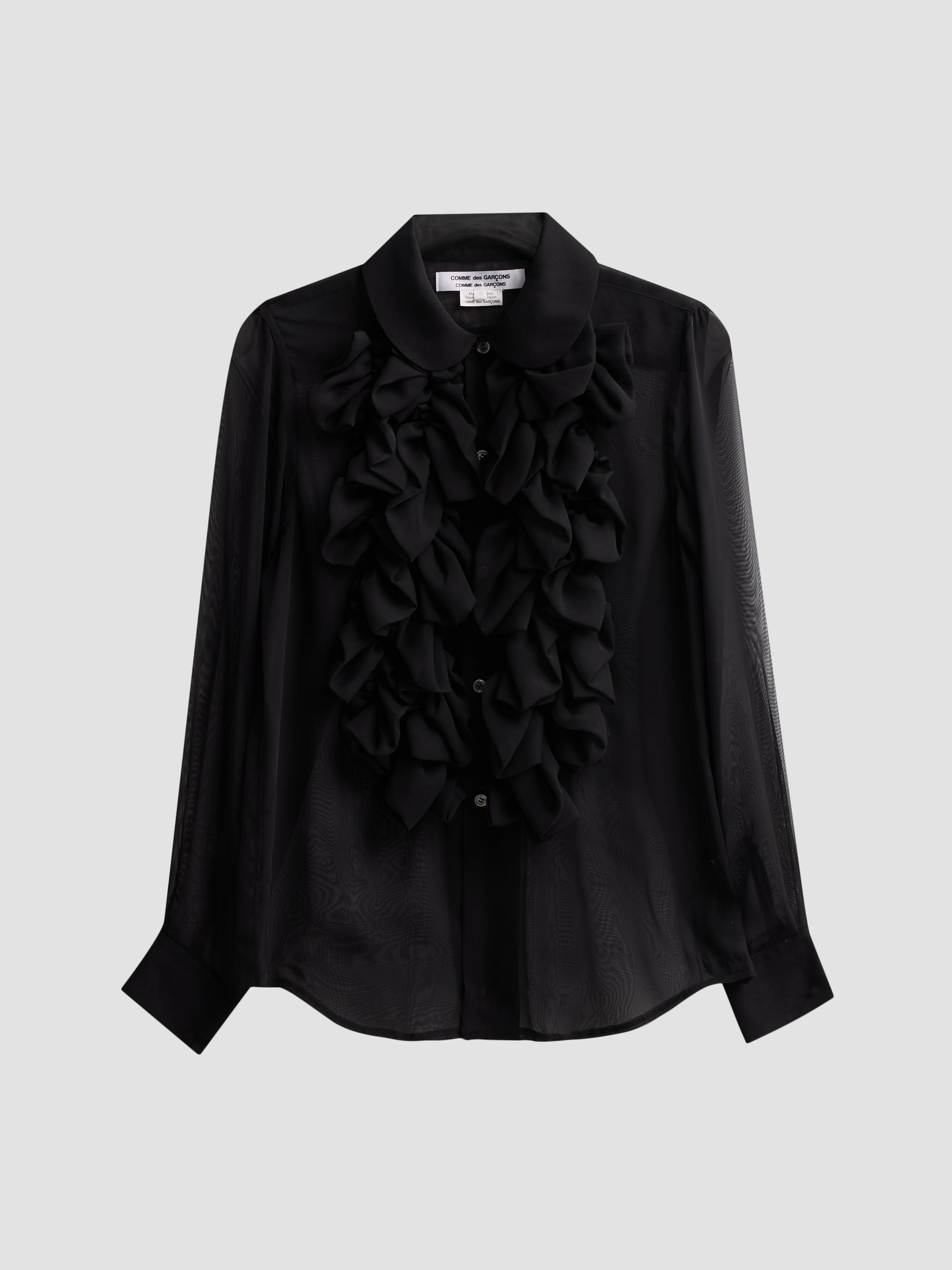 Comme des Garçons Women's Georgette Ruffle Sheer Blouse - Black | Thumbnail 6