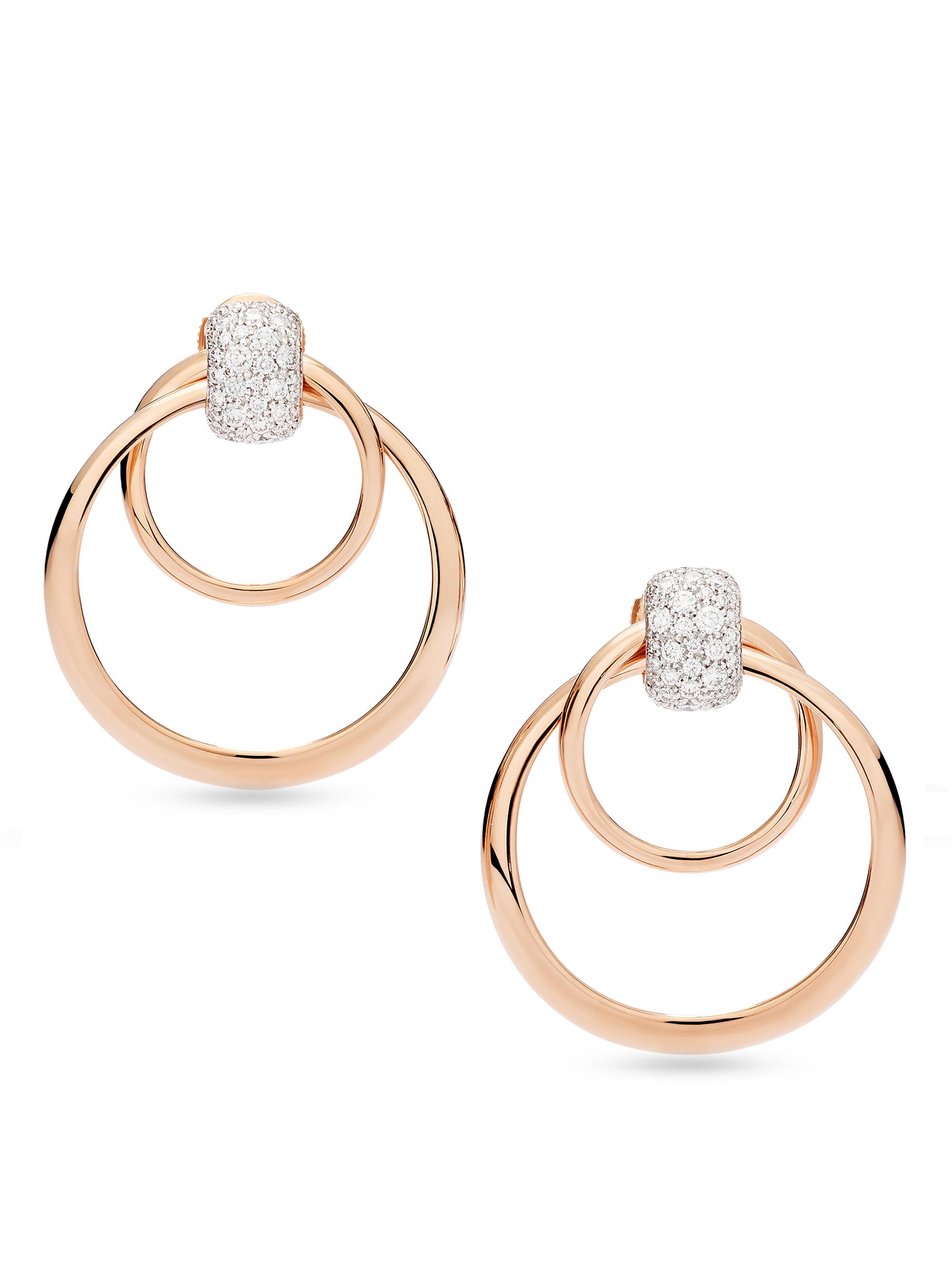Pomellato Women's  Together Two-Tone 18K Gold & 1.00 TCW Diamond Double Hoop Earrings - Rose Gold - Women's Jewelry And Watches
