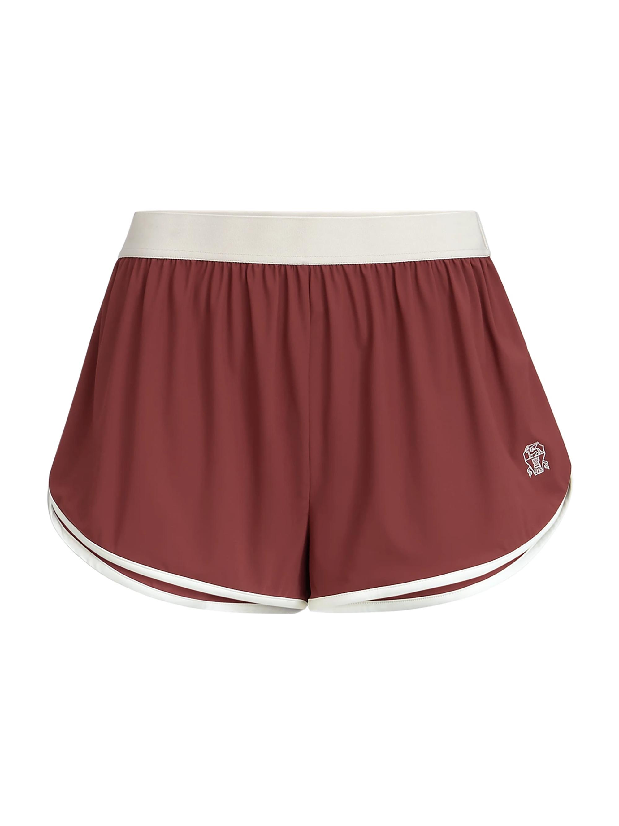 Brunello Cucinelli Women's Techno Jersey Shorts with Logo - Red