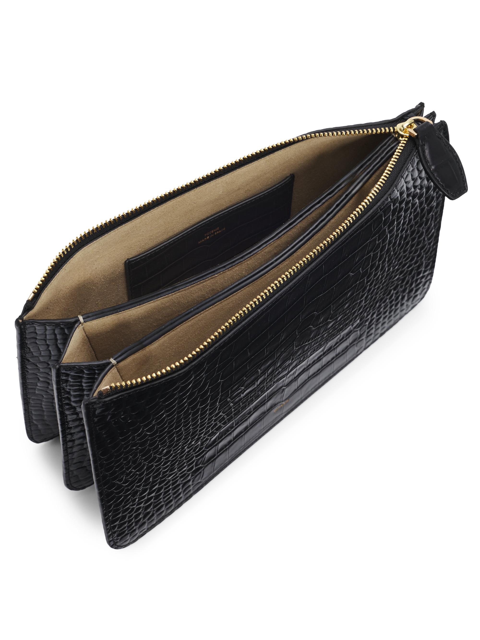 Toteme Threefold Croc-Embossed Leather Clutch | Saks Fifth Avenue