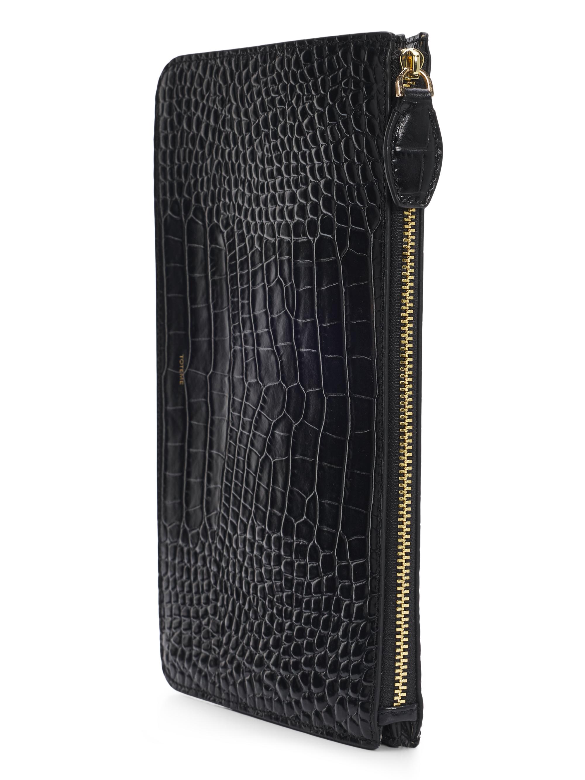 Toteme Threefold Croc-Embossed Leather Clutch | Saks Fifth Avenue