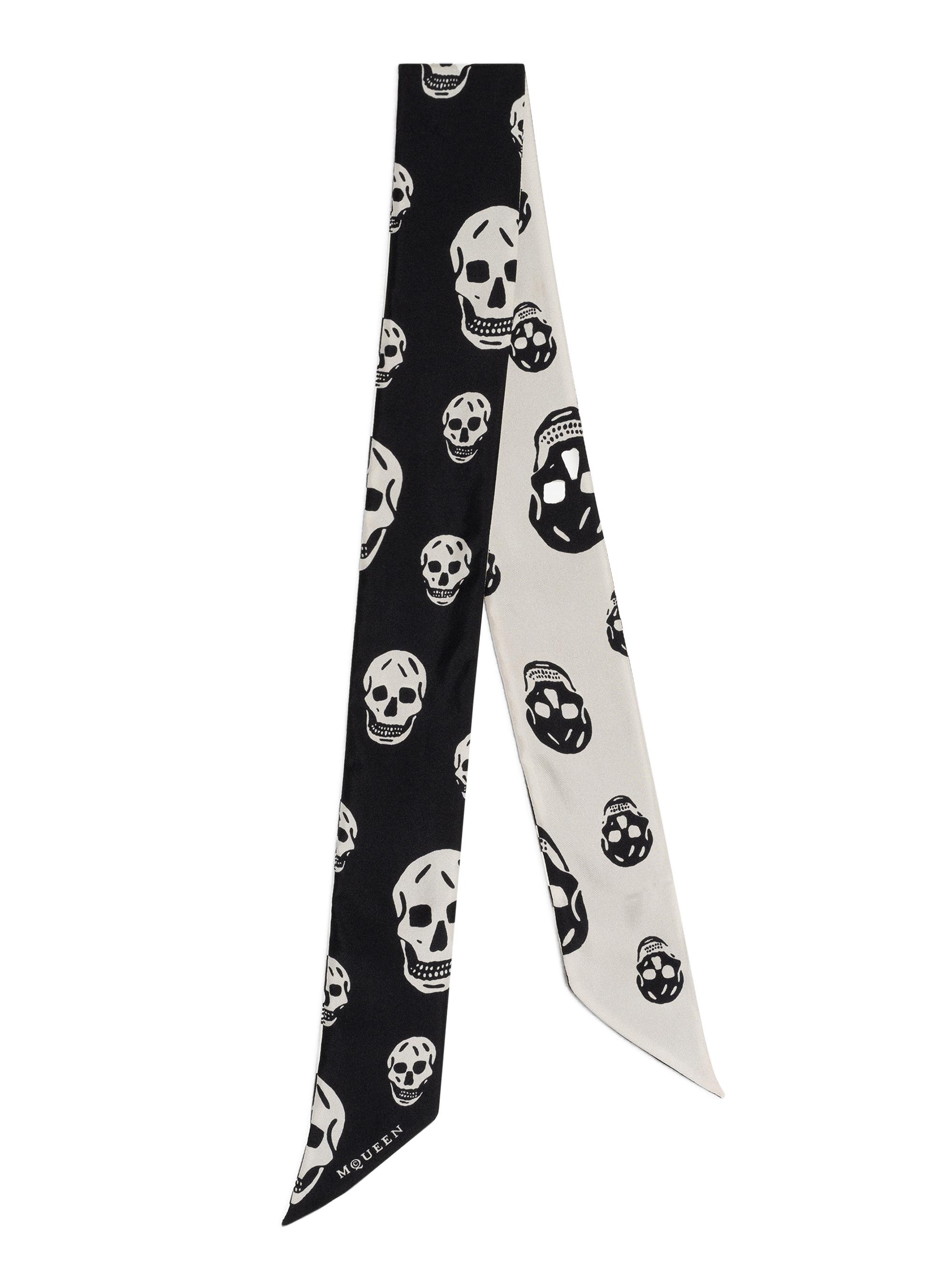 McQueen Women's Skinny Skull Silk Scarf - Black
