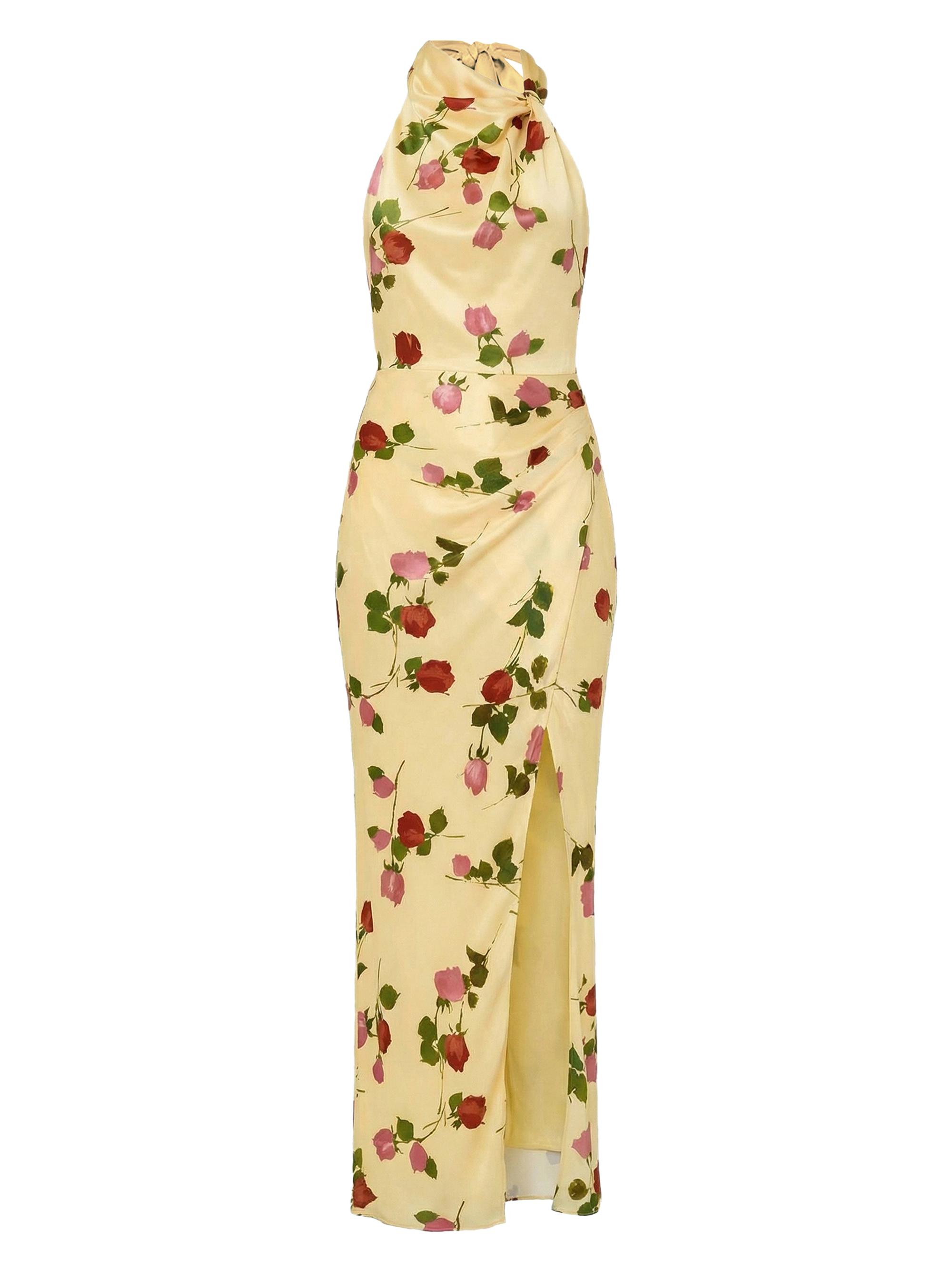 Nicholas the Label Women's Galilea Halterneck Floral A-Line Gown - Fallen Roses