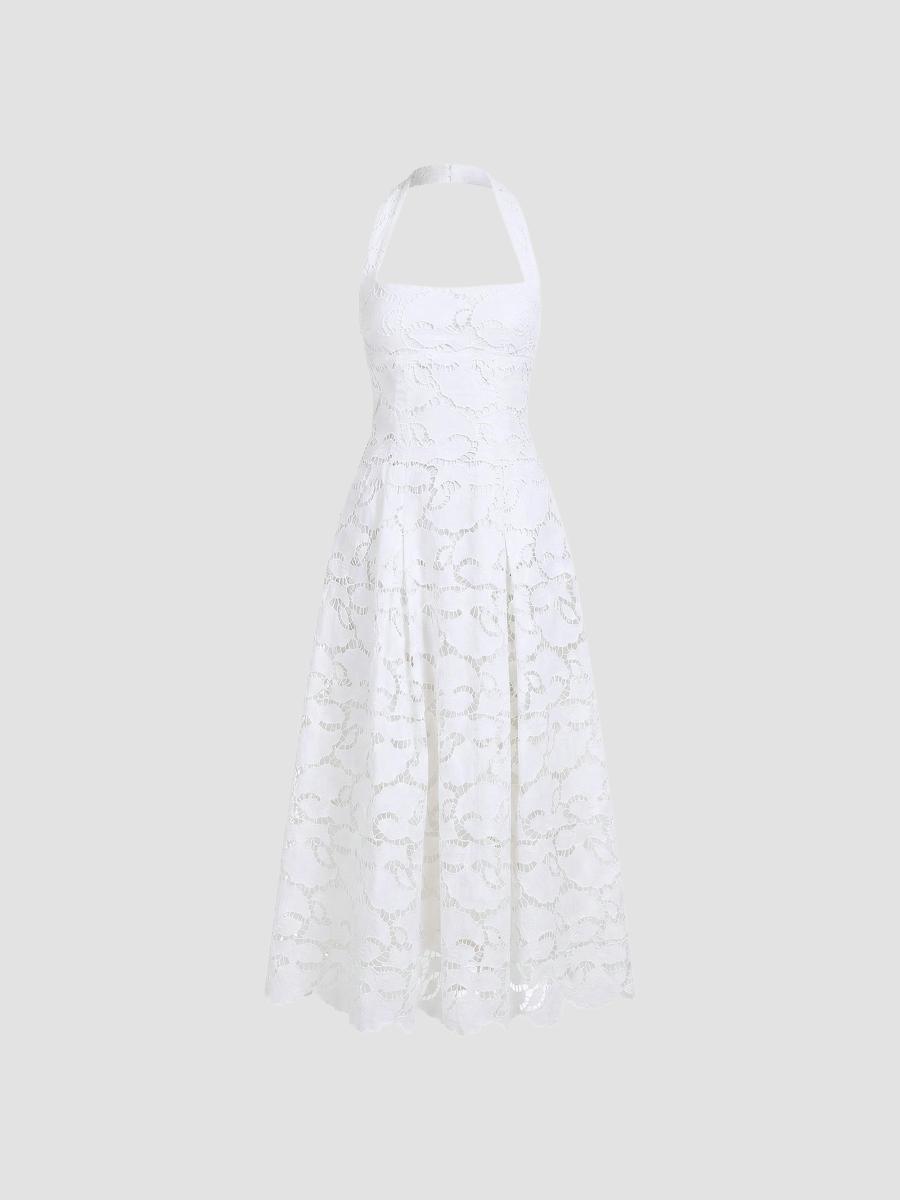 lace the label halter dress LACE The Label Halter-Neck Tiered Maxi Dress