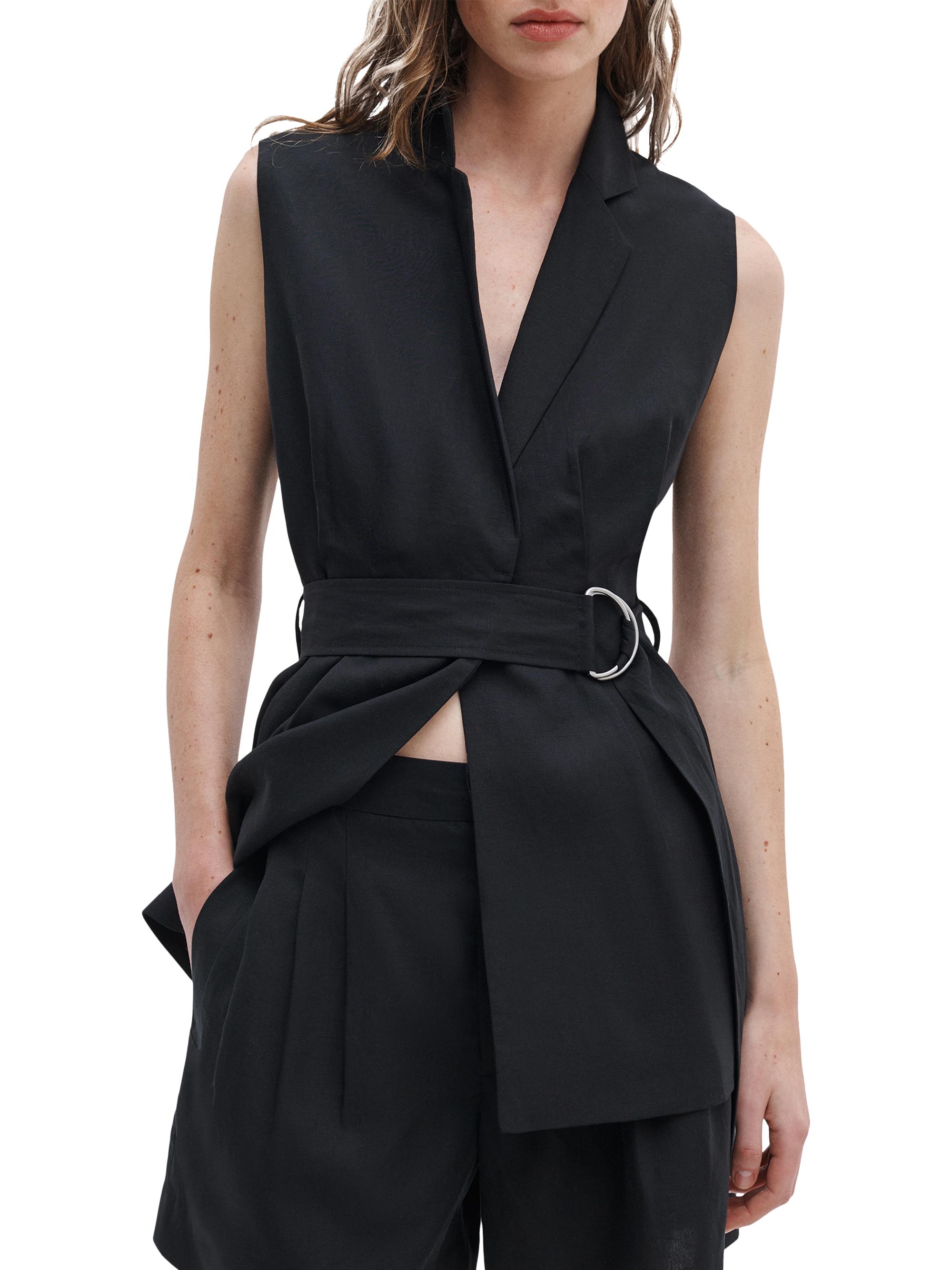 rag & bone Women's Mandi Belted Tailored Vest - Black | Thumbnail 4