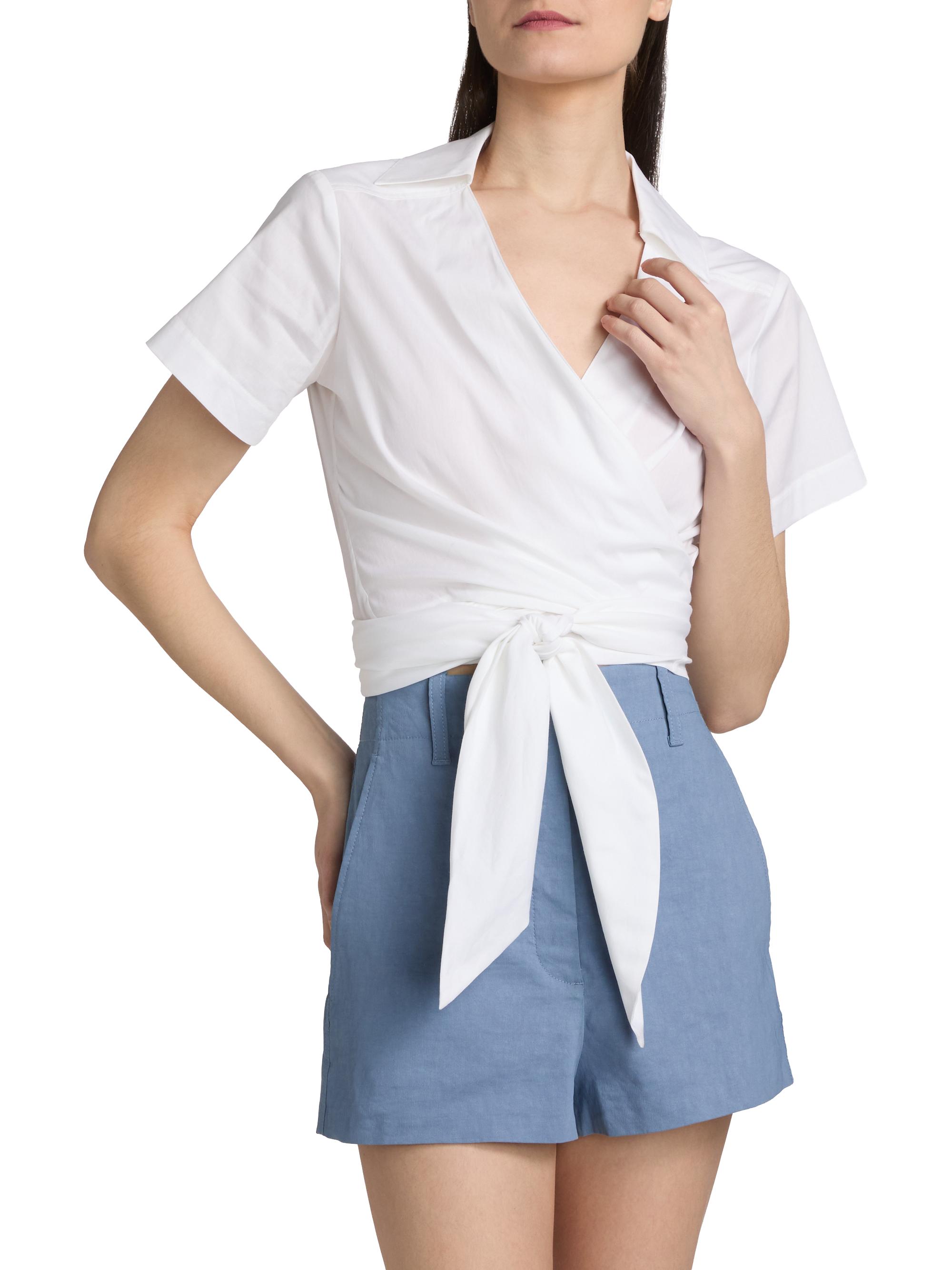 A.L.C. Women's Brielle Cotton Wrap Top - White | Thumbnail 3