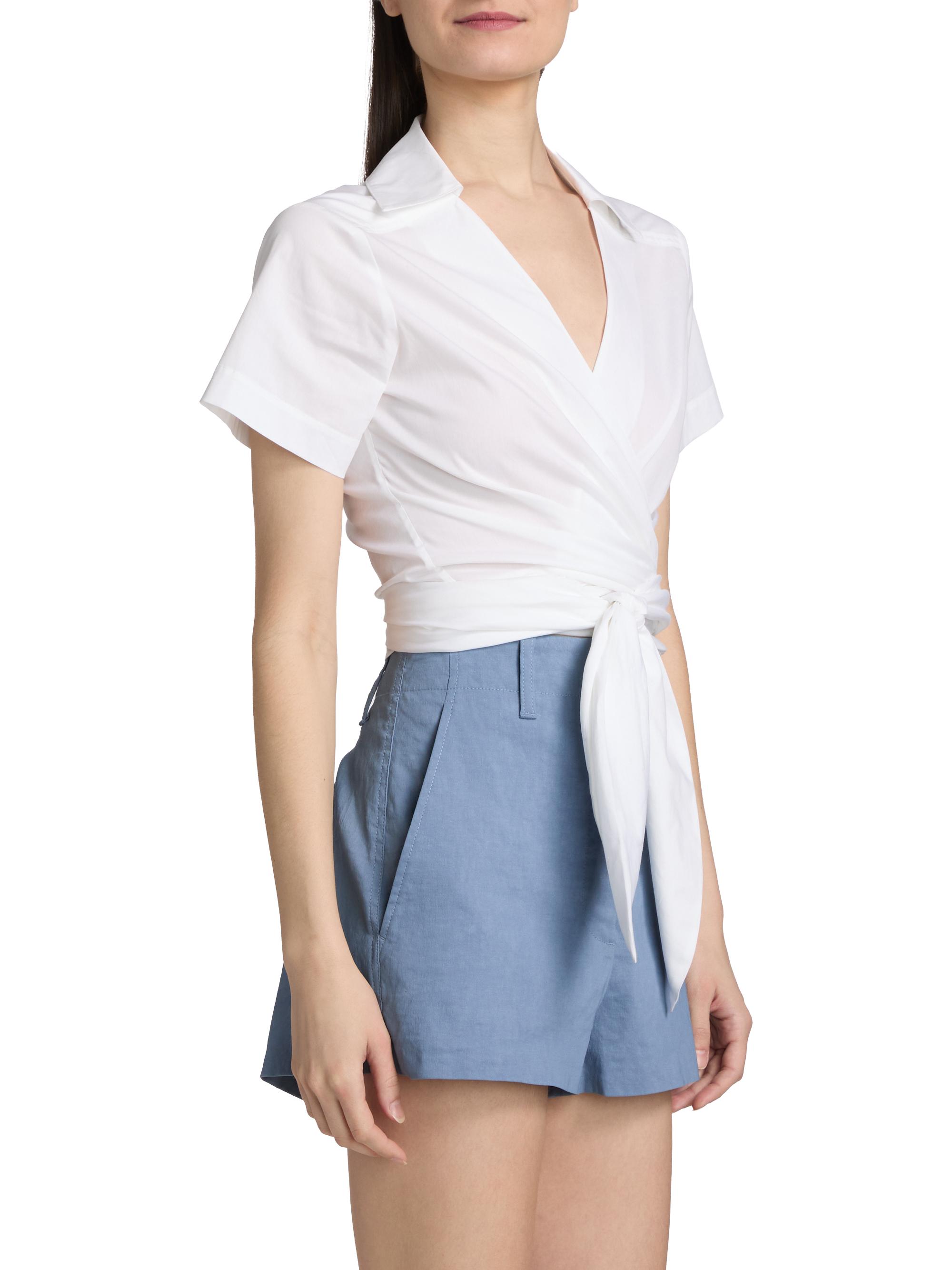 A.L.C. Women's Brielle Cotton Wrap Top - White | Thumbnail 4