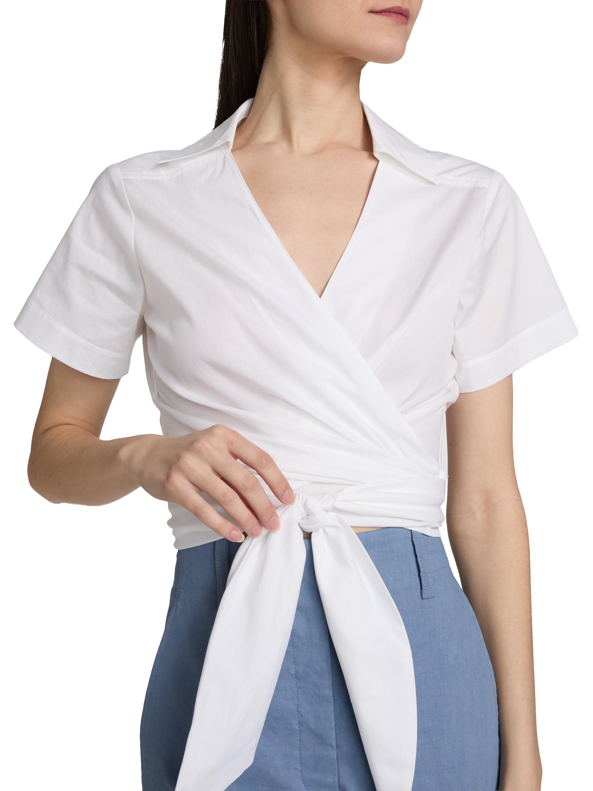 A.L.C. Women's Brielle Cotton Wrap Top - White | Thumbnail 6