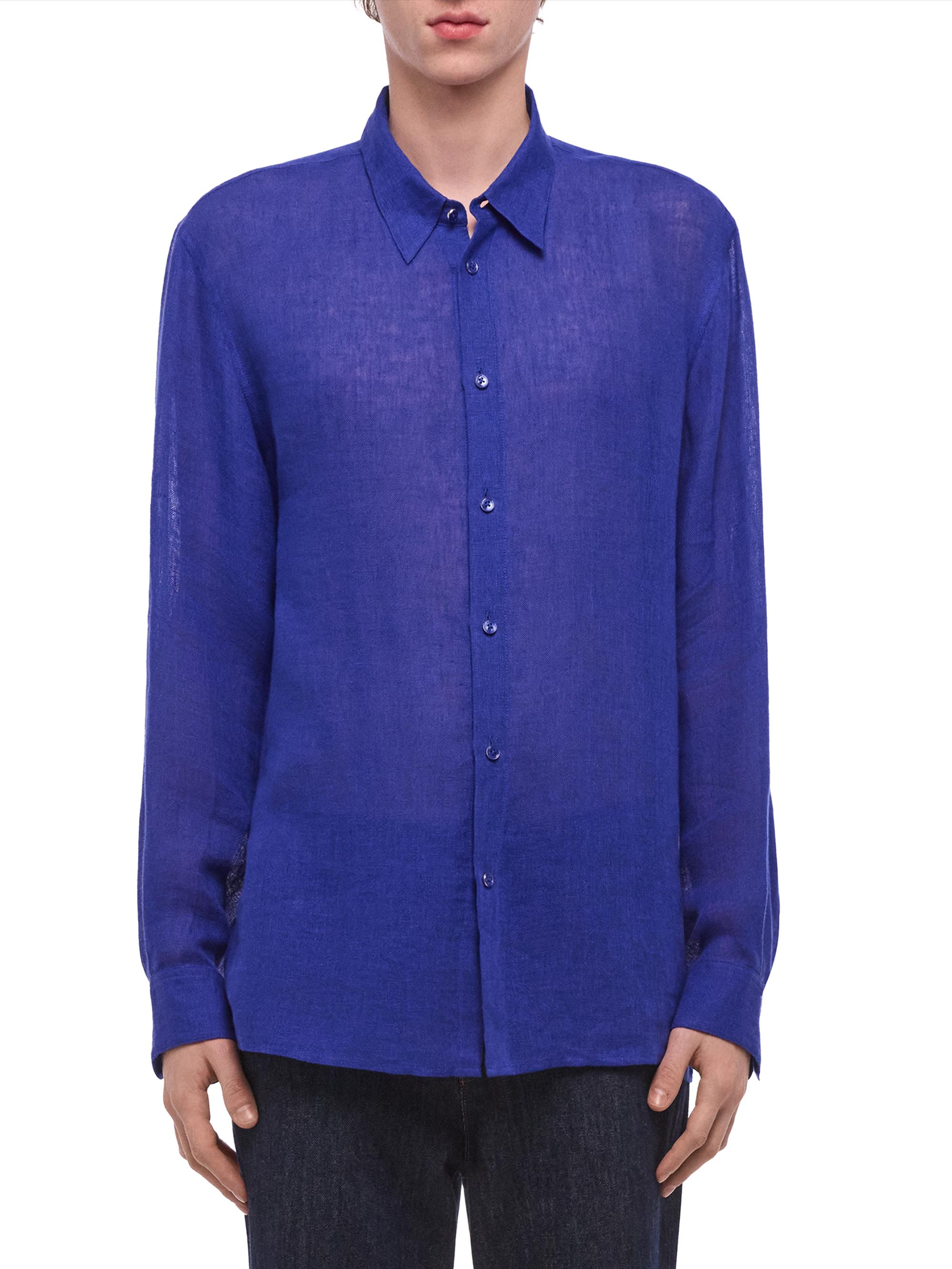 Helmut Lang Men's Linen-Gauze Relaxed-Fit Shirt - Pacific Blue
