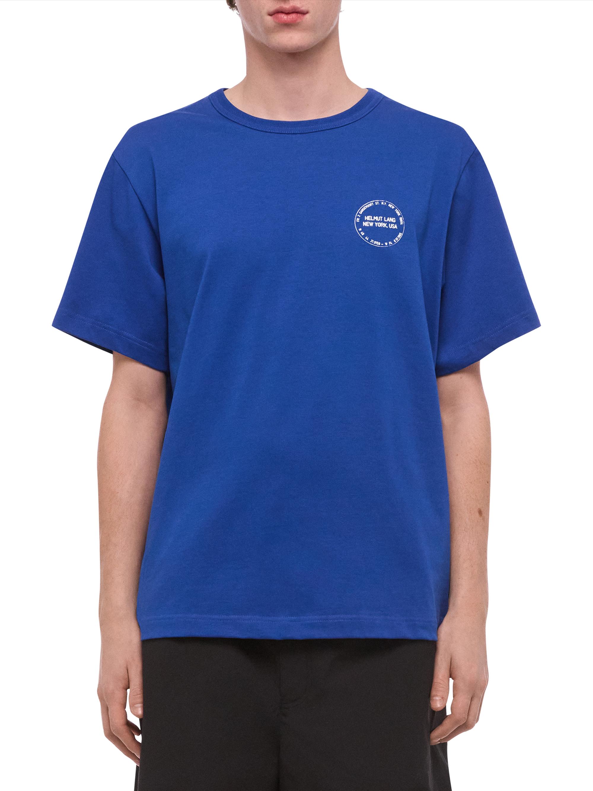 Helmut Lang Men's Stamp Logo Cotton T-Shirt - Pacific Blue