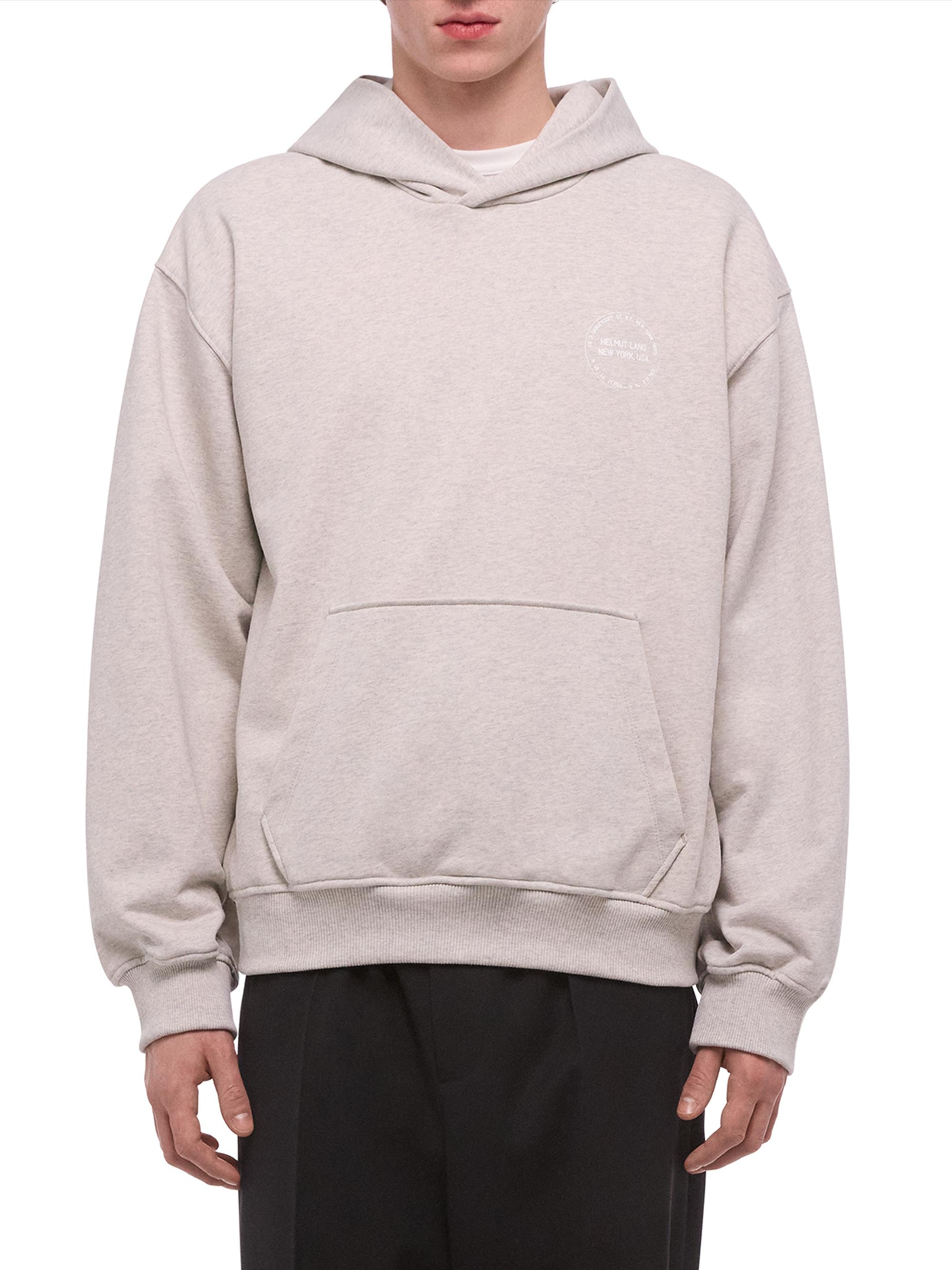 Helmut Lang Men's Stamp Cotton Hoodie - Light Grey Melange