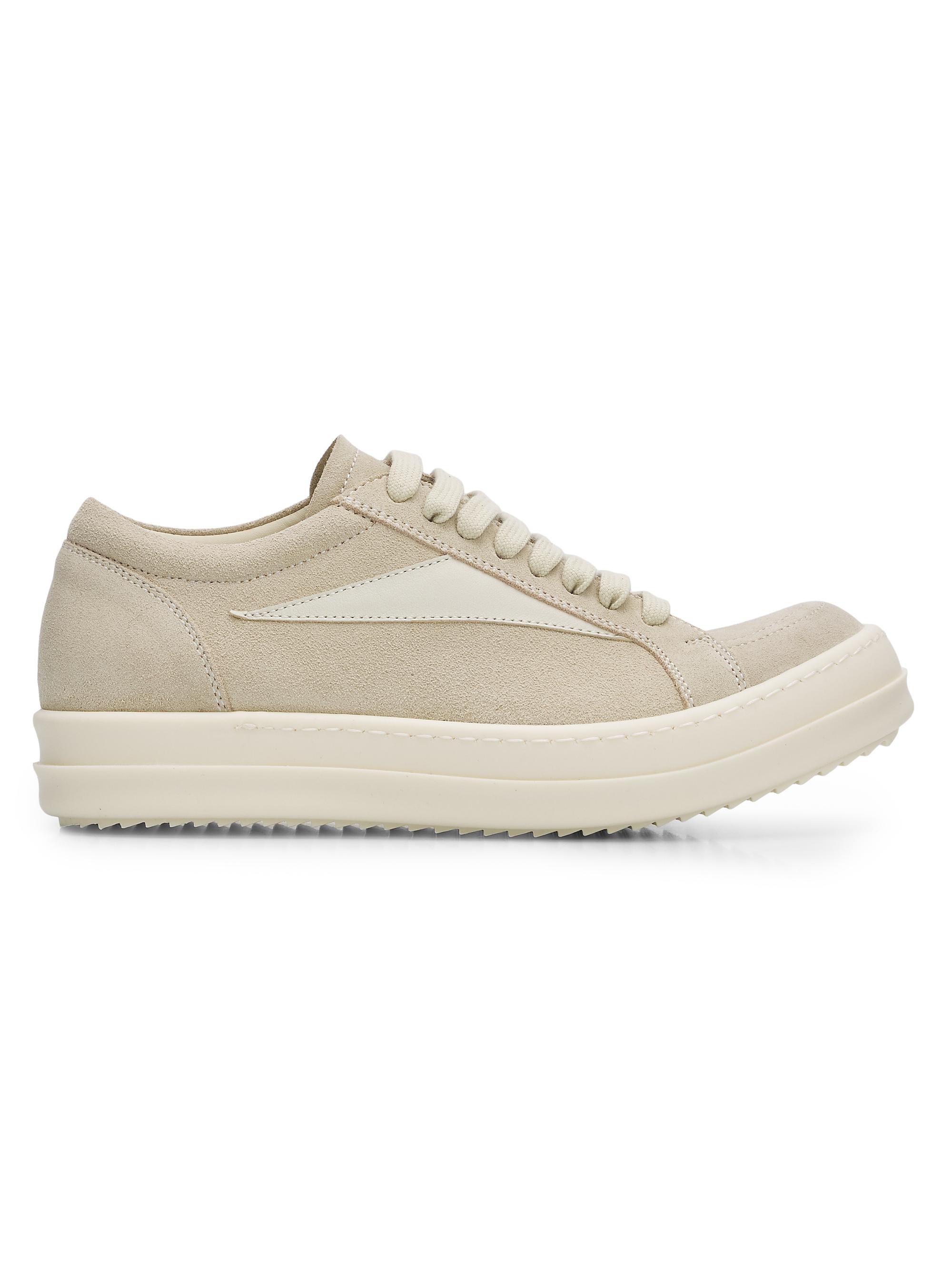 Rick Owens Women's Vintage Low-Top Suede-Leather Platform Sneakers - Pearl Dirty Milk