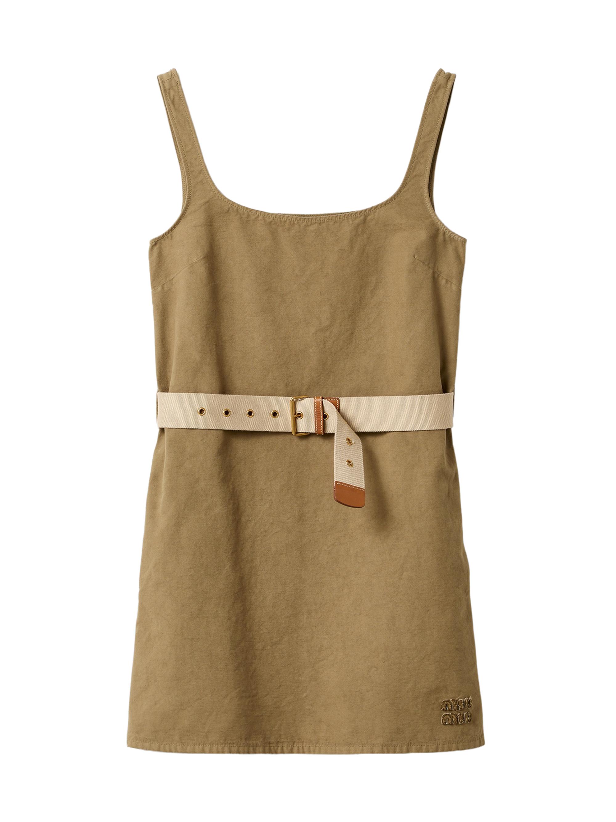 Women's Old Gabardine Mini-Dress - Beige Khaki