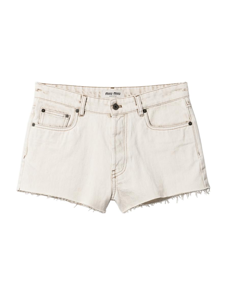 Miu Miu Women's Denim Shorts In White