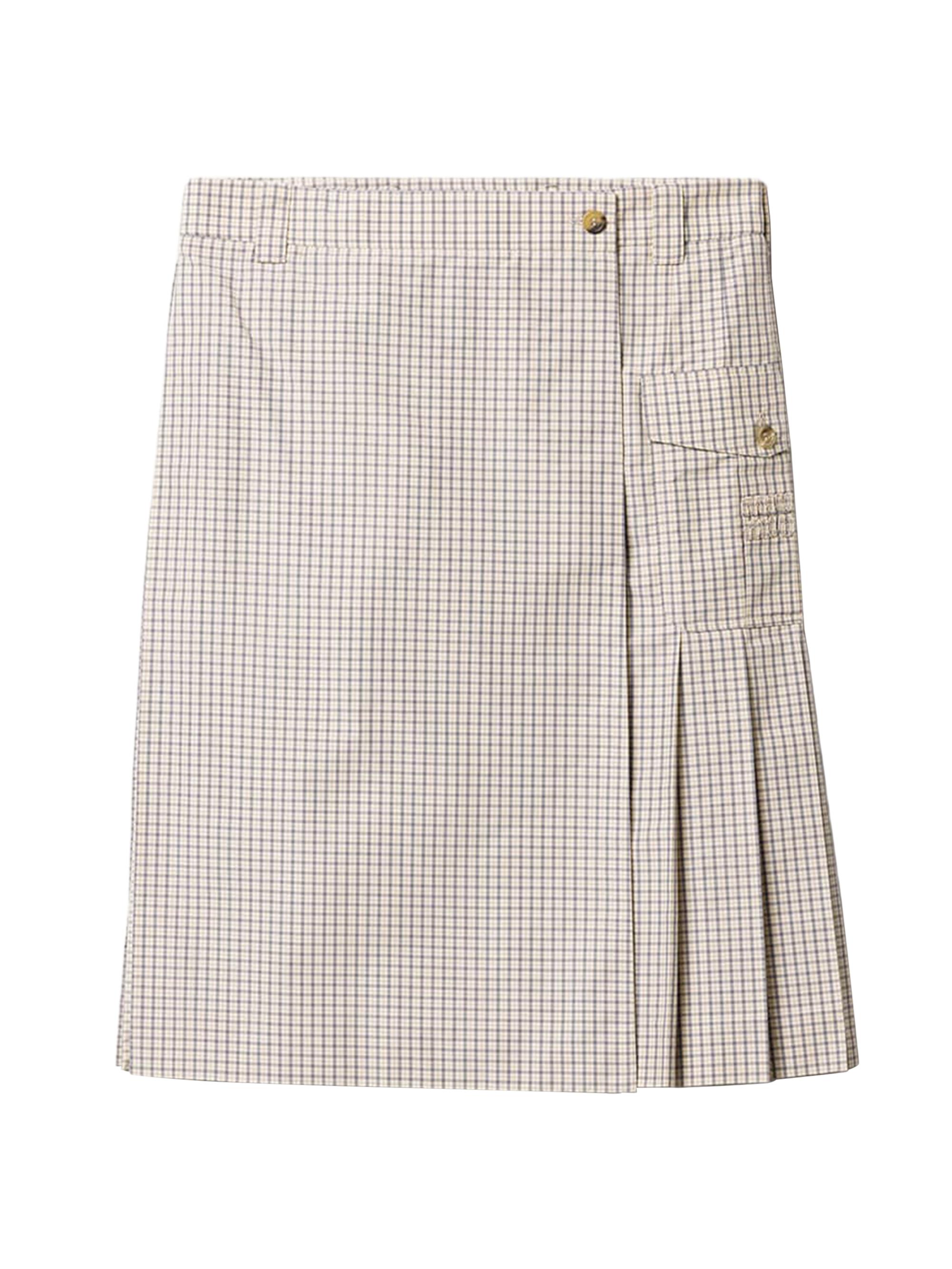 Miu Miu Women's Checked Technical Fabric Skirt - Beige