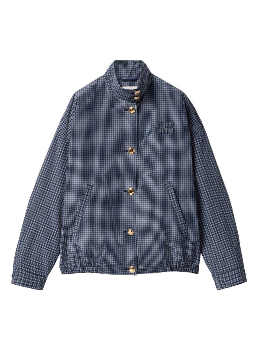 Miu Miu Checked Technical Fabric Blouson Jacket | Saks Fifth Avenue