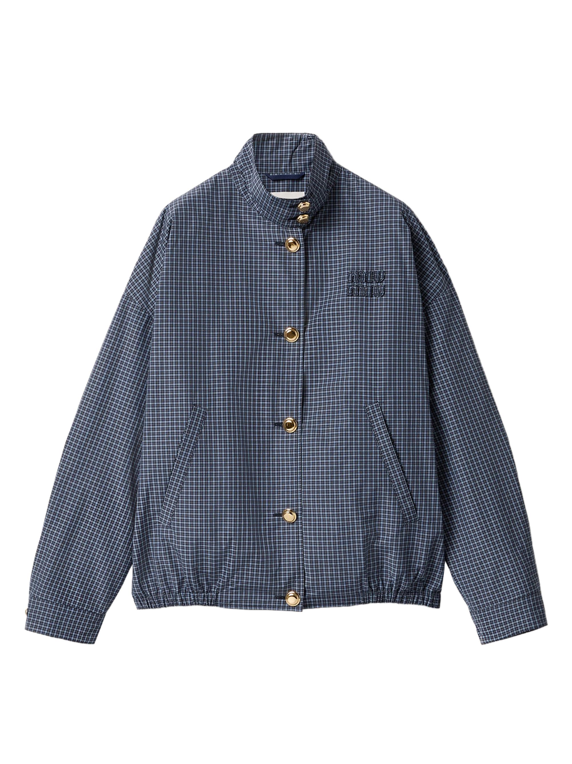 Miu Miu Women's Checked Technical Fabric Blouson Jacket - Blue