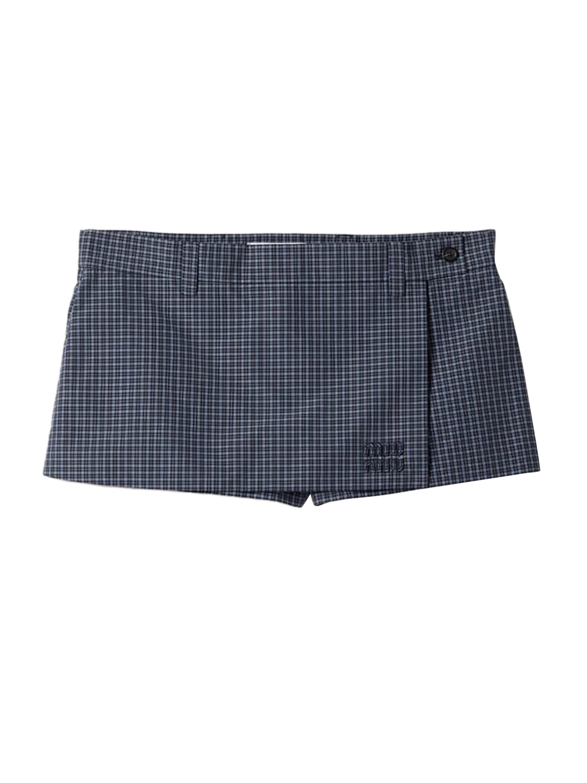 Miu Miu Women's Checked Technical Fabric Mini Skort - Blue